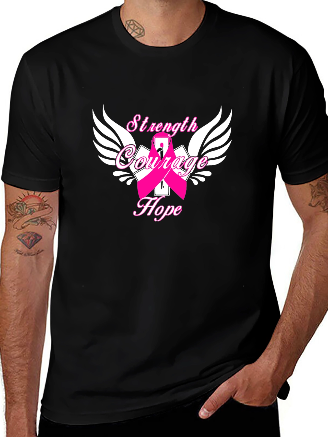 Variant 12 of Breast Cancer Awareness T-Shirt - Strength, Courage, Hope