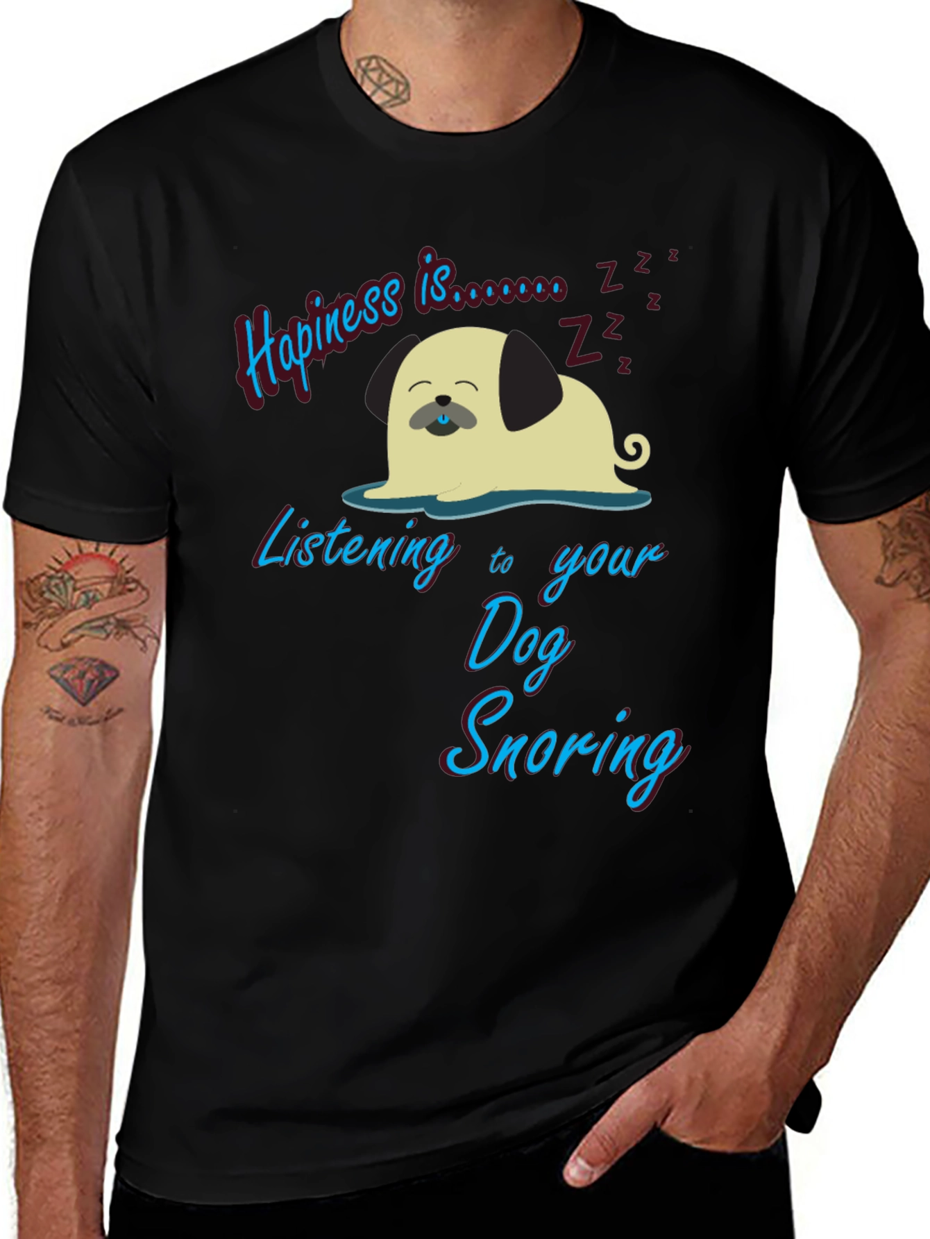Variant 12 of Happiness is Dog Snoring Graphic Tee