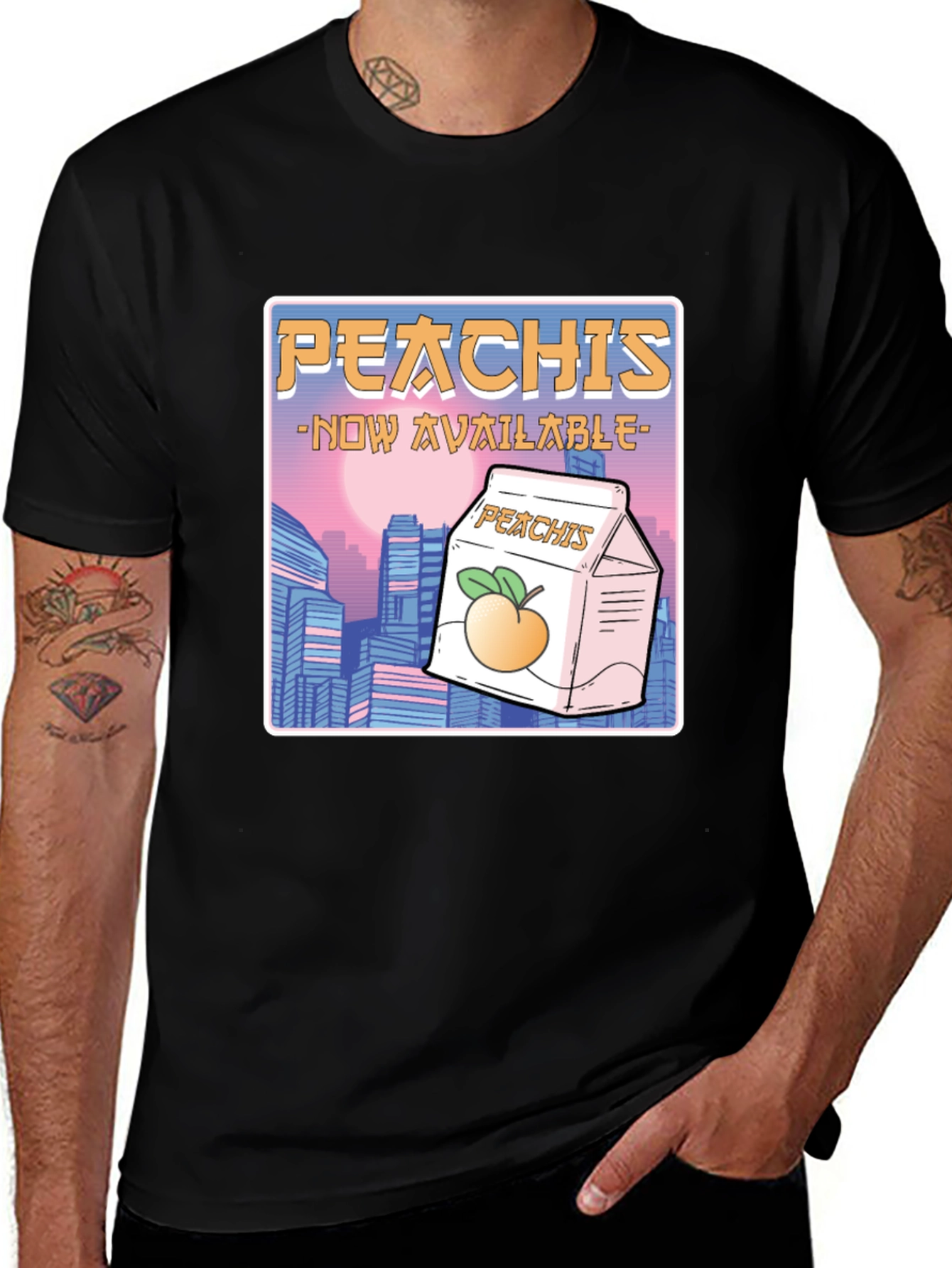 Black Peachis T-Shirt: Retro Anime Drink Tee main image