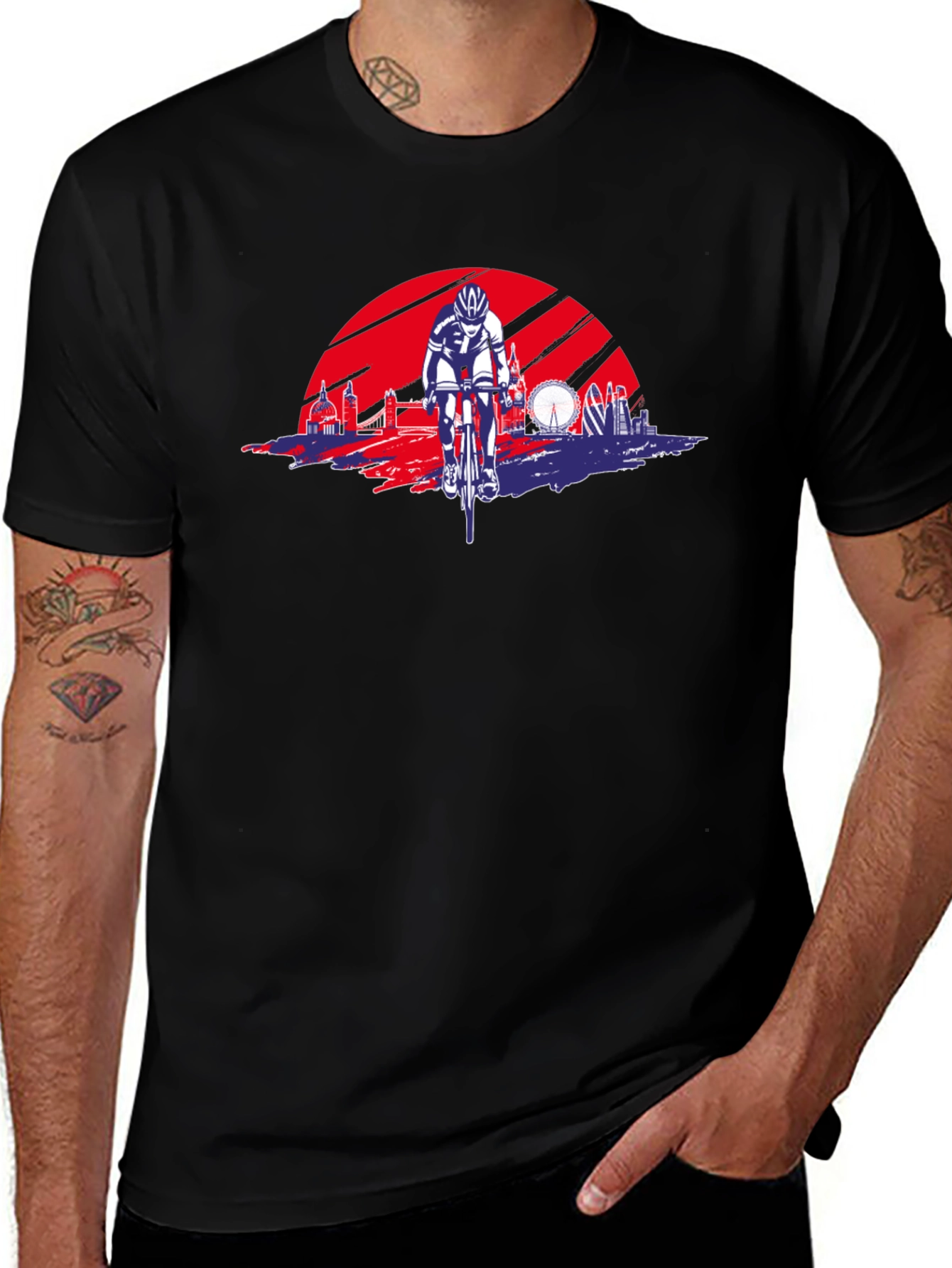 Variant 9 of London Cycling T-Shirt - Union Jack Design