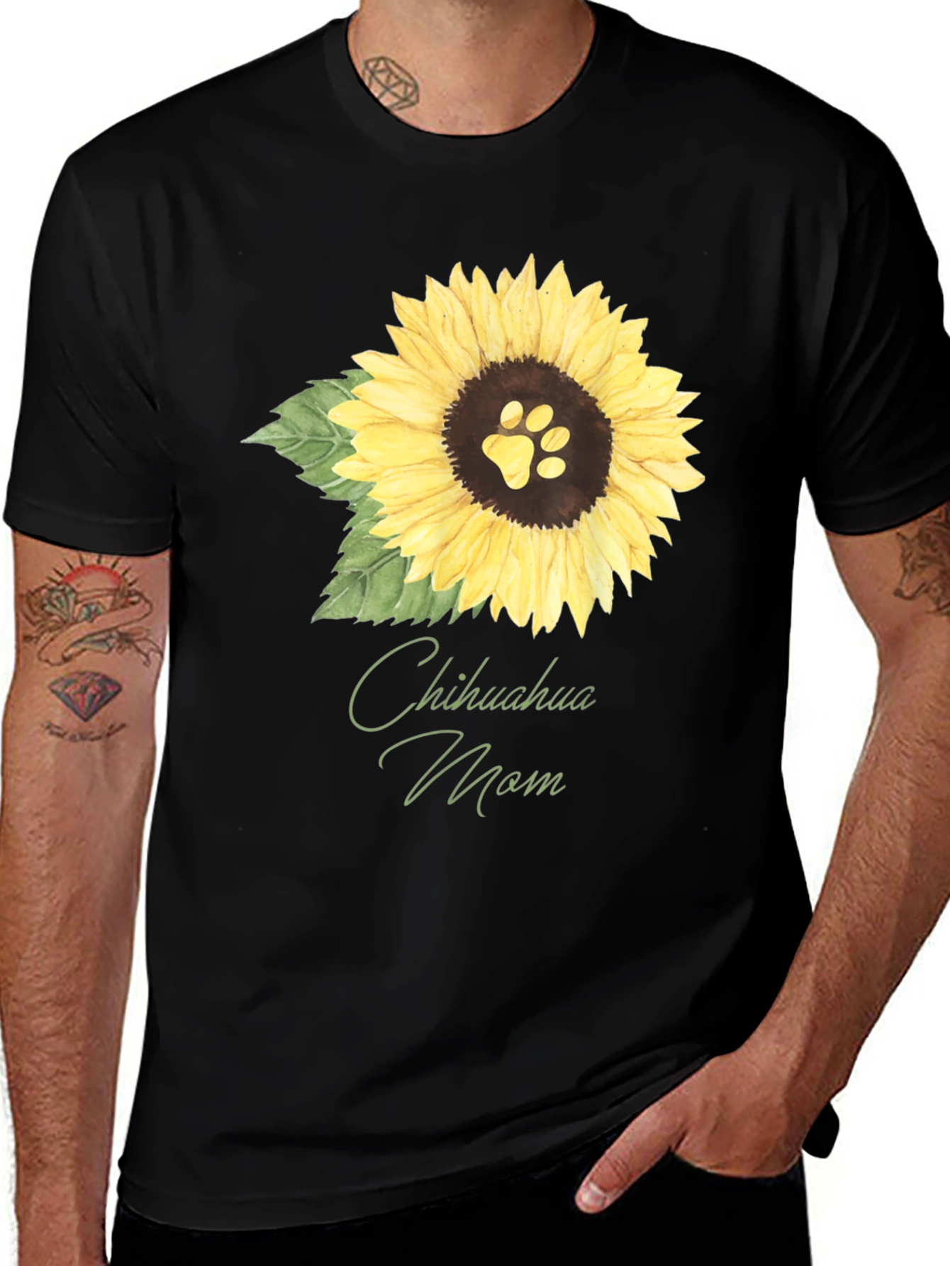 Variant 17 of Chihuahua Mom Sunflower Dog Paw T-Shirt