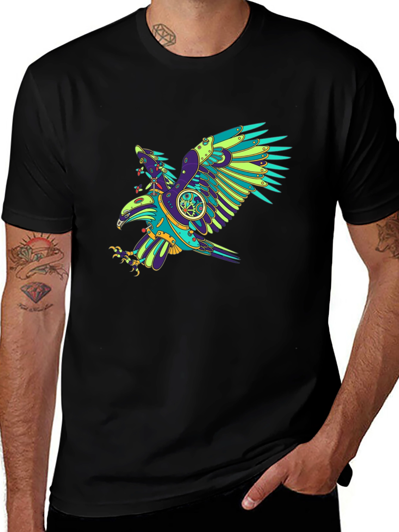 Variant 11 of Steampunk Eagle Graphic Tee - Cool Design