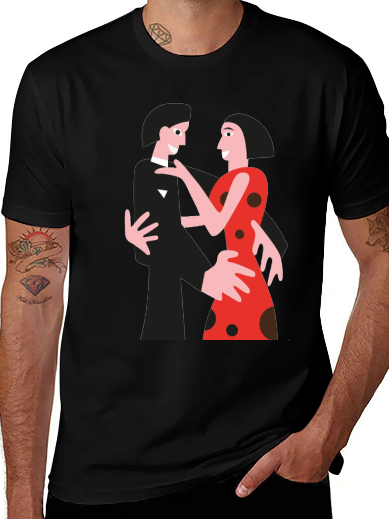 Variant 21 of Tango Dance Graphic Tee - Black Cotton Blend