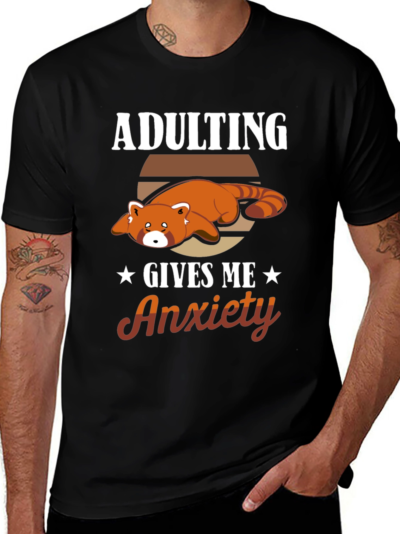 Variant 11 of Adulting Gives Me Anxiety Red Panda T-Shirt