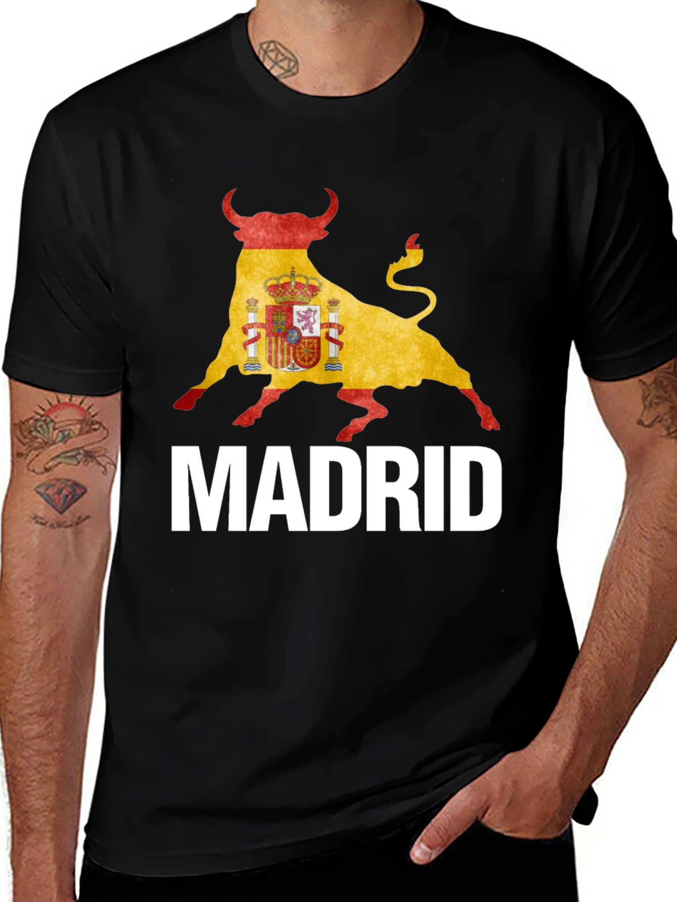 Variant 10 of Madrid Spain Bull Flag Graphic T-Shirt