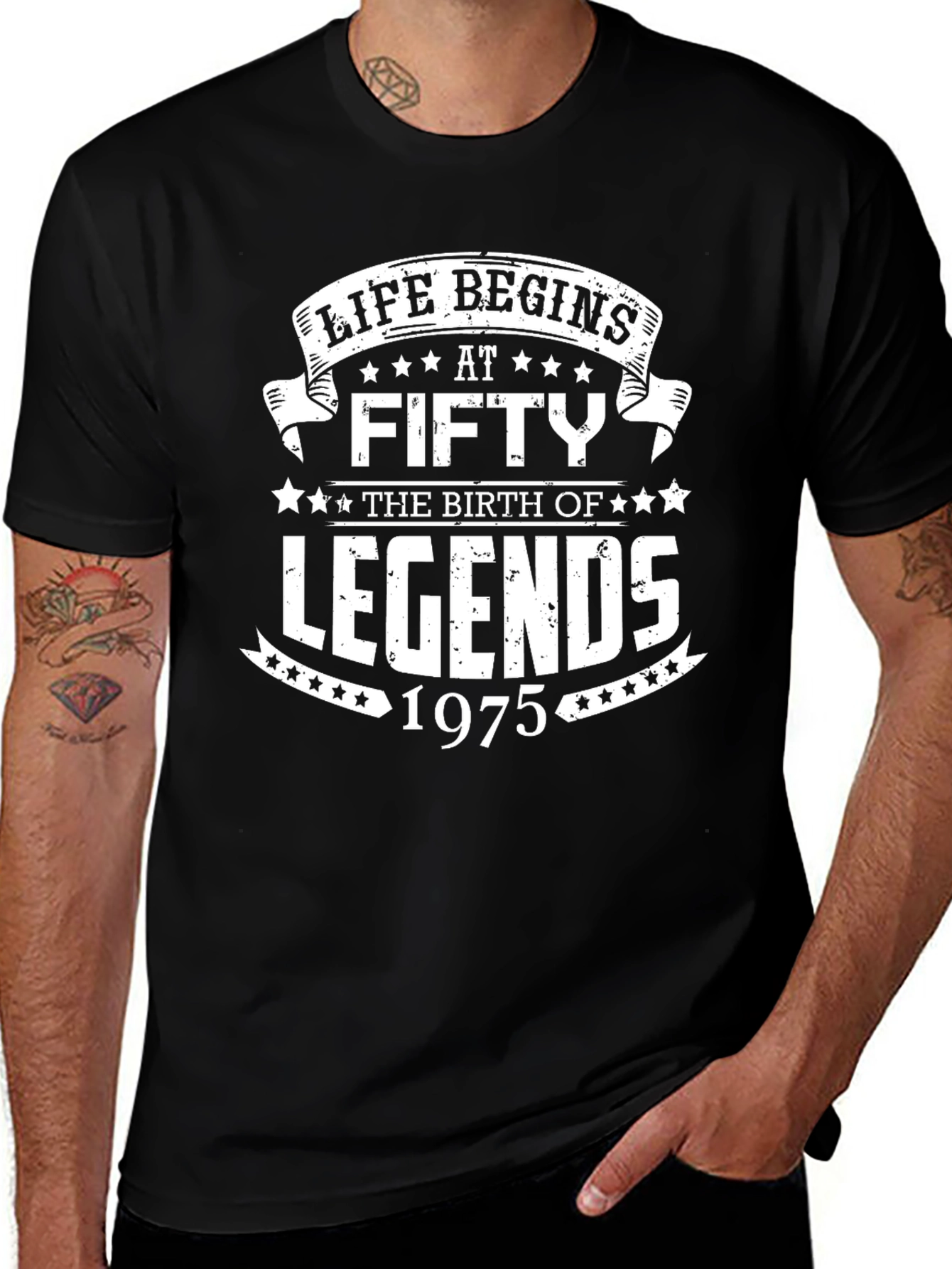 Variant 26 of Life Begins at Fifty Birthday T-Shirt