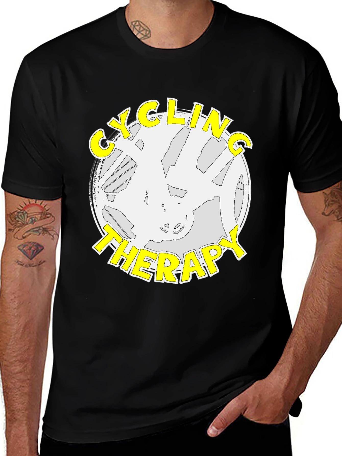 Variant 3 of Cycling Therapy T-Shirt -  Black Cotton Blend