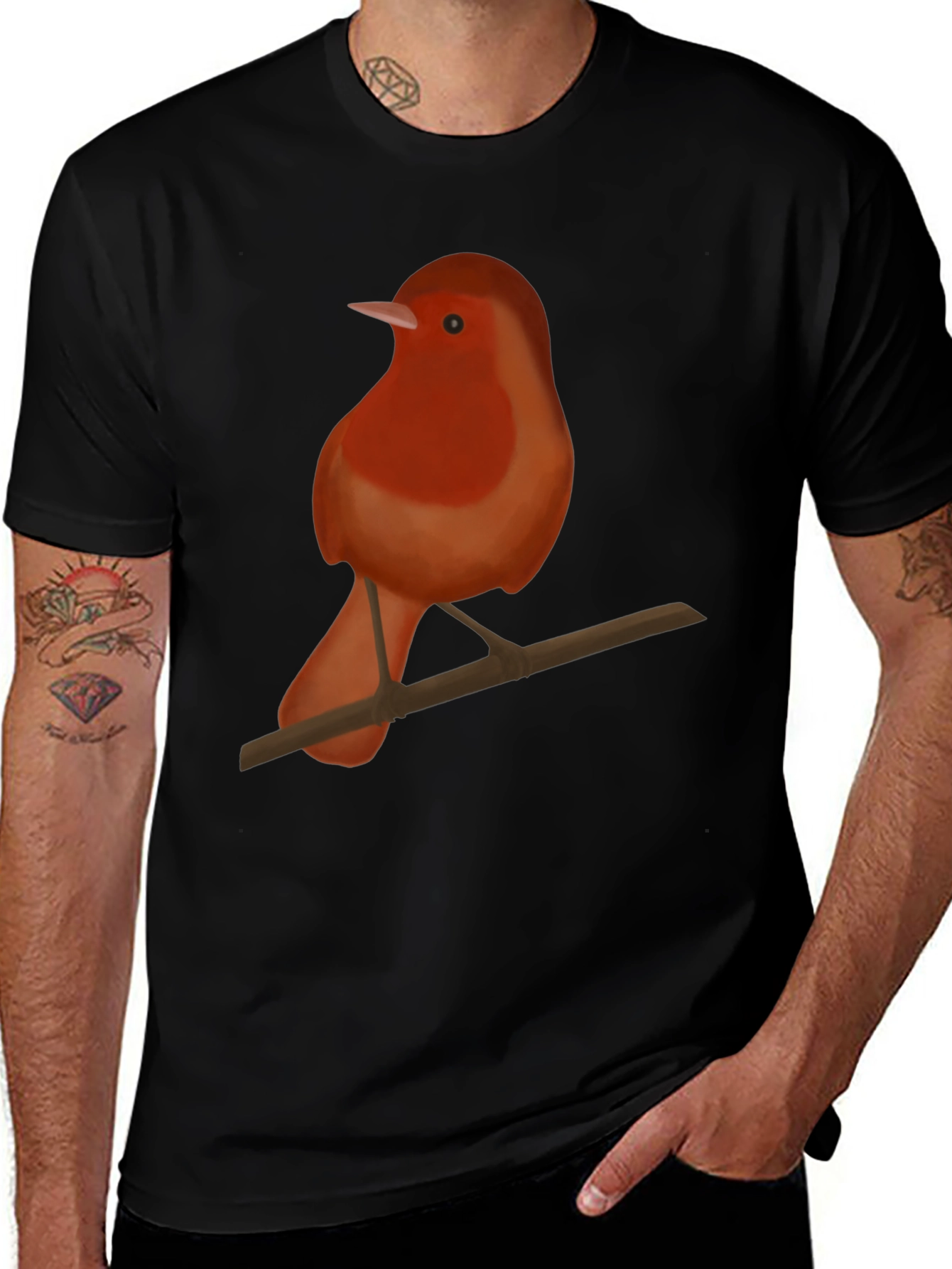 Variant 13 of Red Bird on Branch Graphic Tee - Nature Lover's Apparel