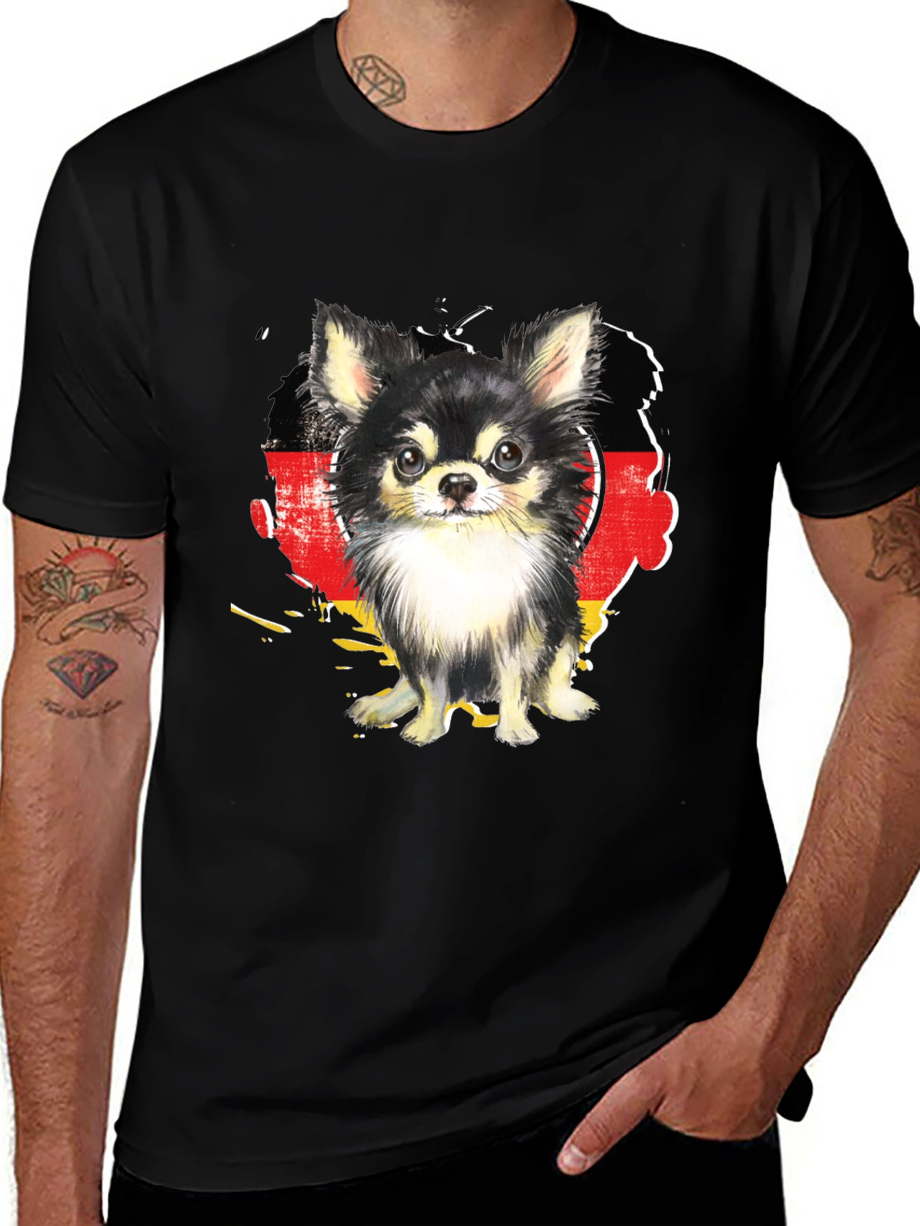 Chihuahua Dog German Flag Men's Black T-Shirt
