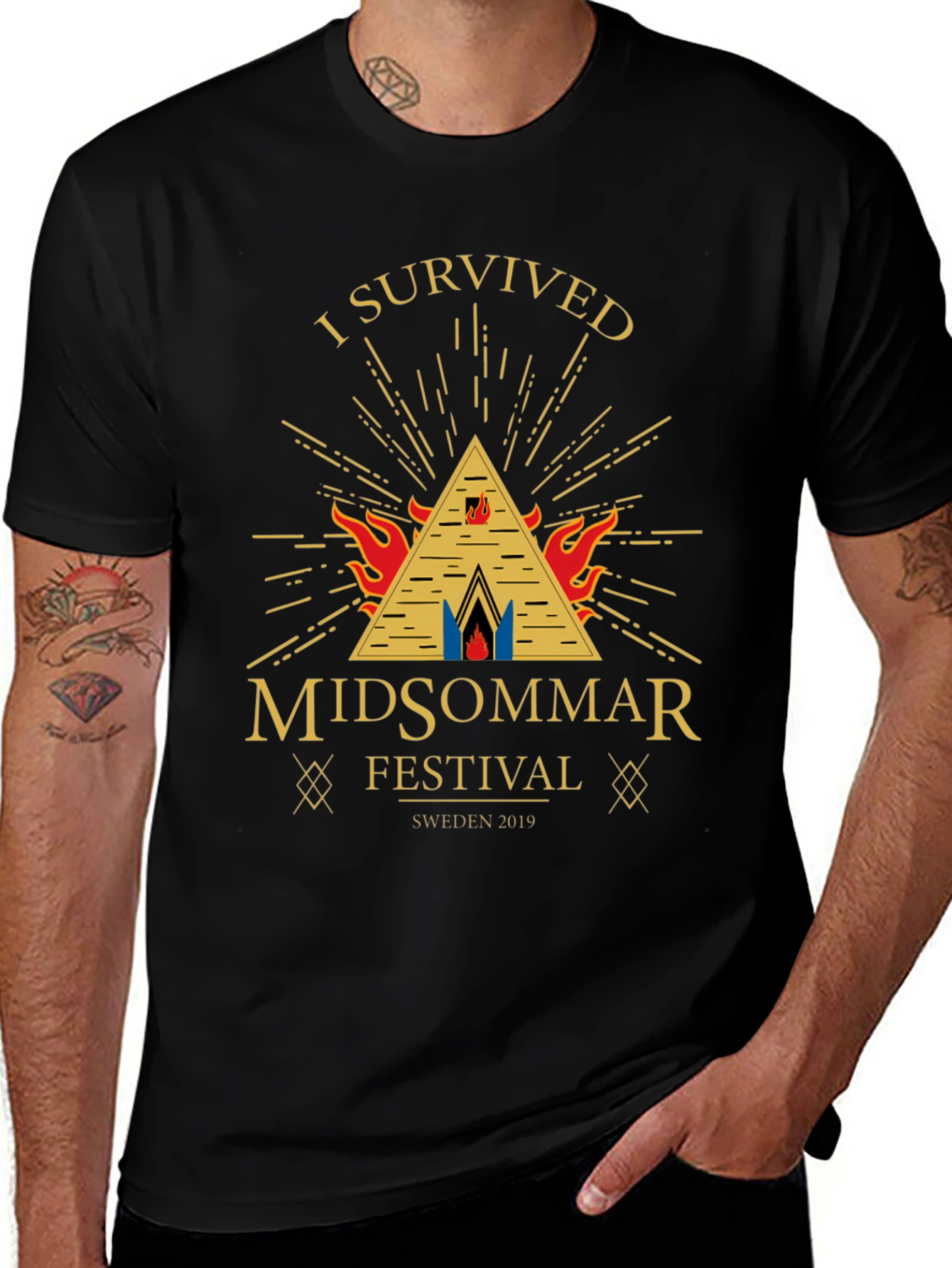 Variant 28 of I Survived Midsommar Festival Black T-Shirt