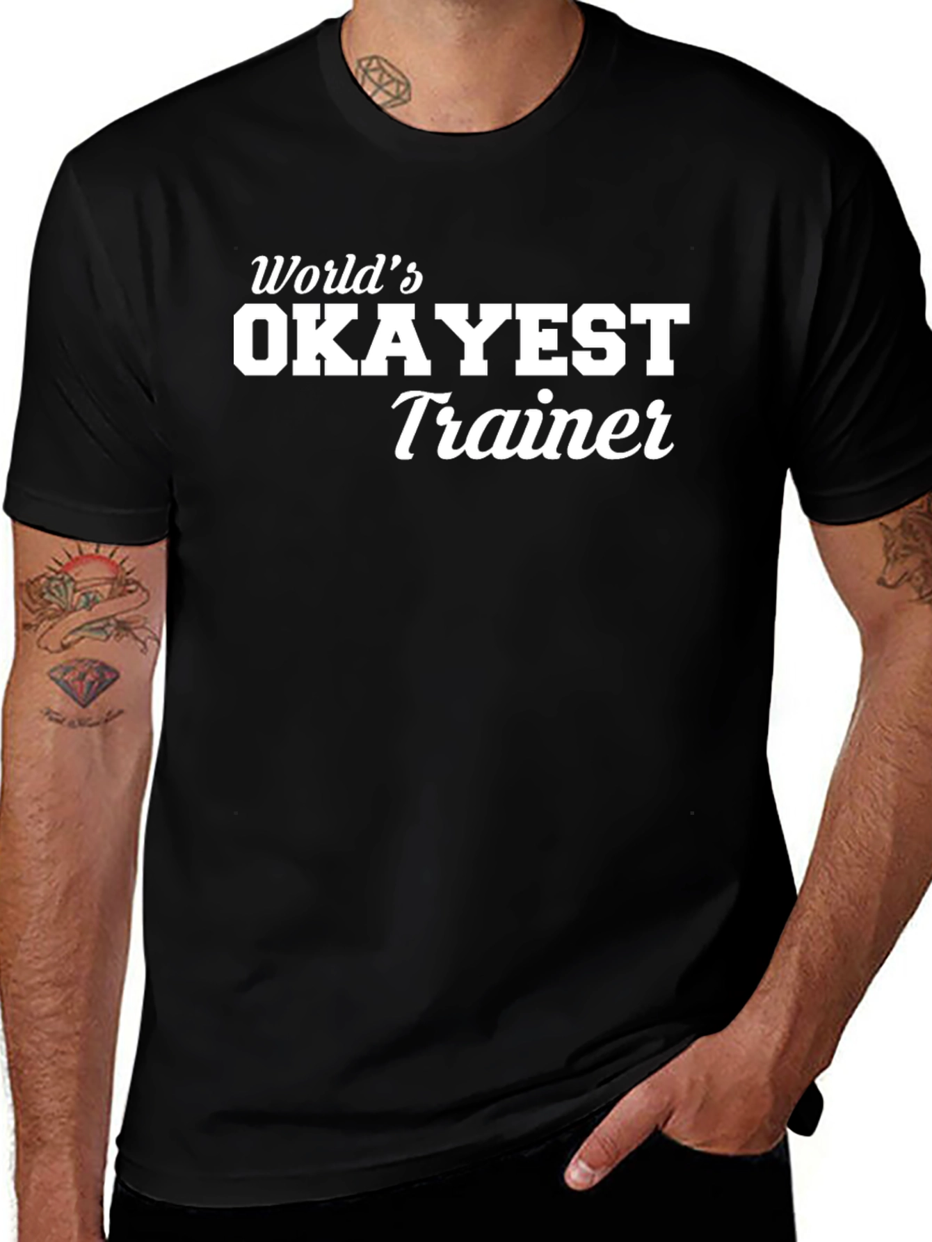 Variant 9 of World's Okayest Trainer - Black T-Shirt
