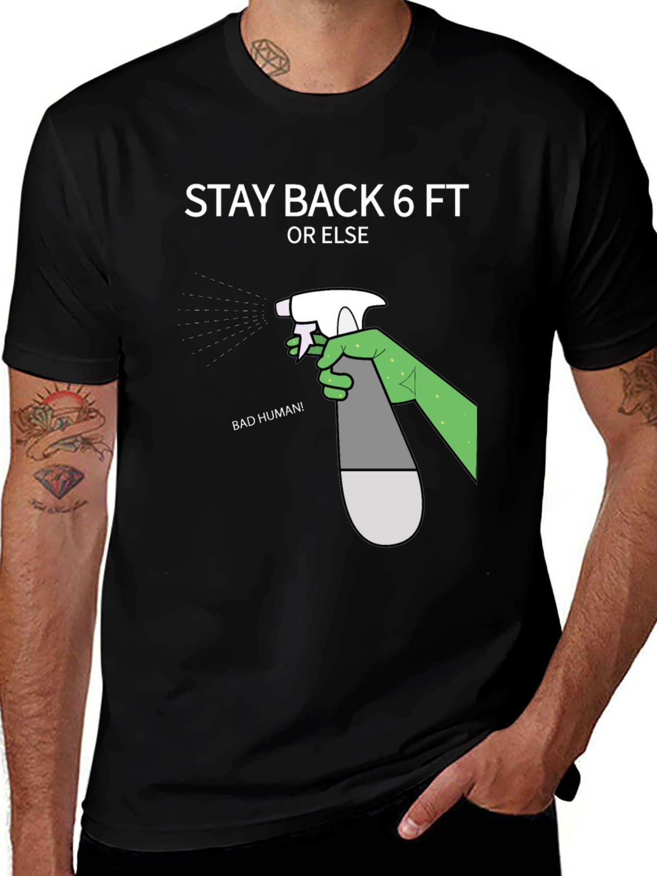 Black Stay Back 6ft Novelty Graphic T-Shirt main image