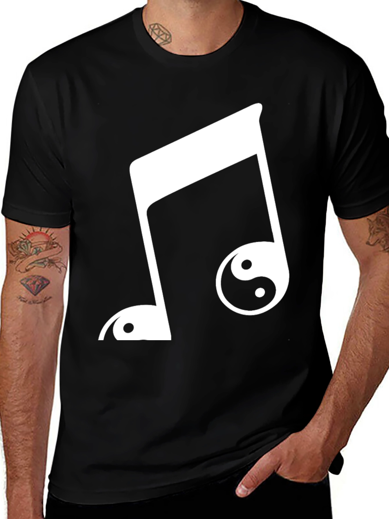 Variant 19 of Yin Yang Music Note Graphic Tee - Cool & Stylish