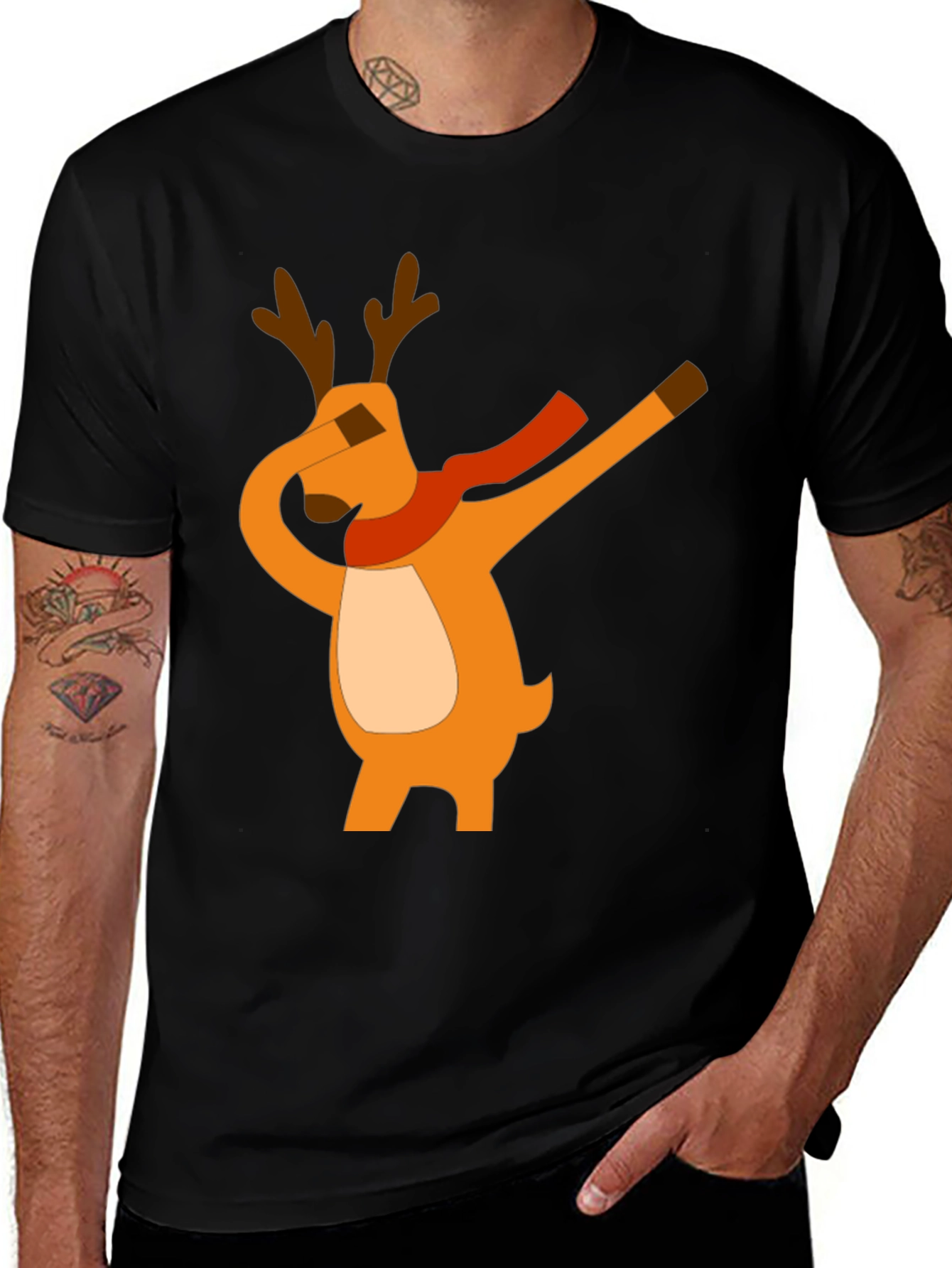 Variant 4 of Dabbing Reindeer Graphic Tee - Holiday Cheer