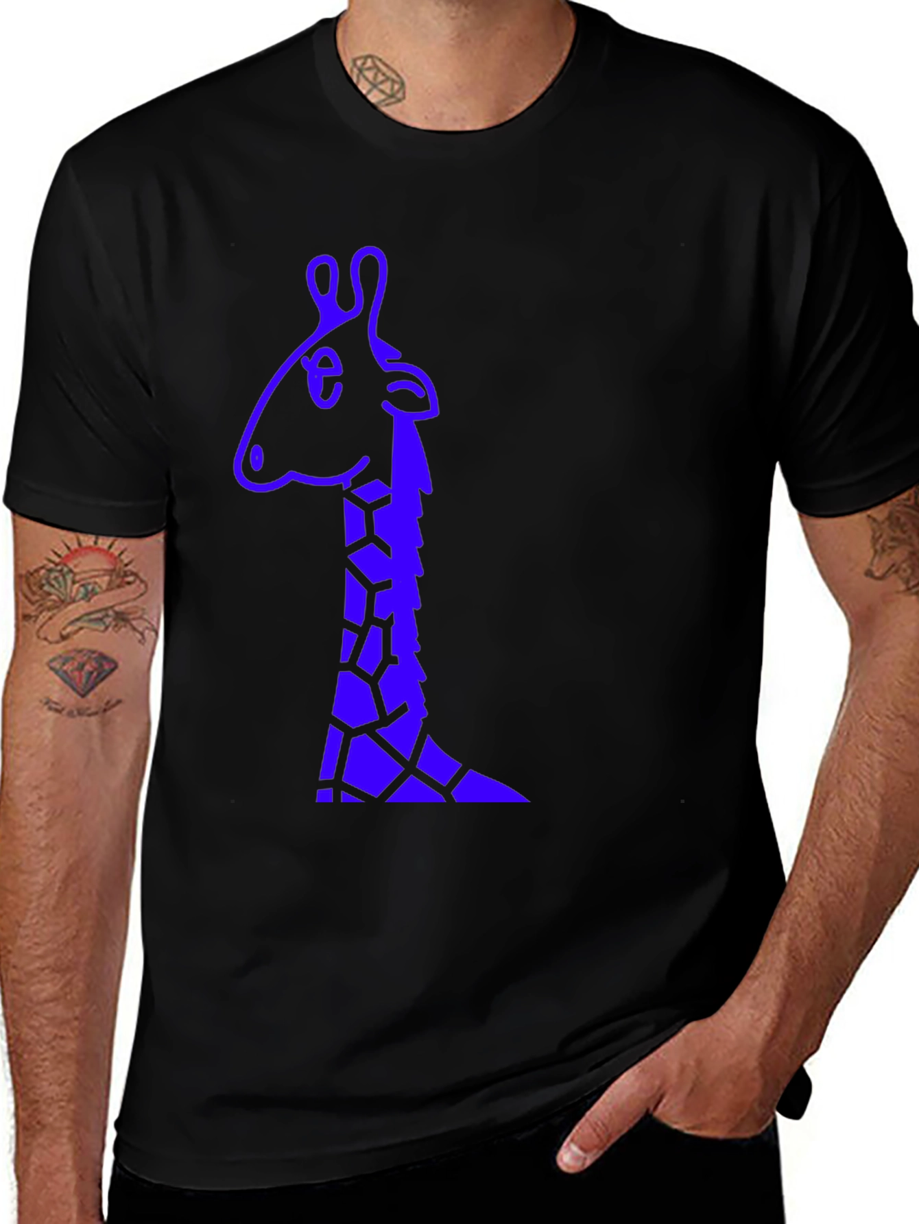 Variant 27 of Giraffe Graphic T-Shirt - Men's Black Tee