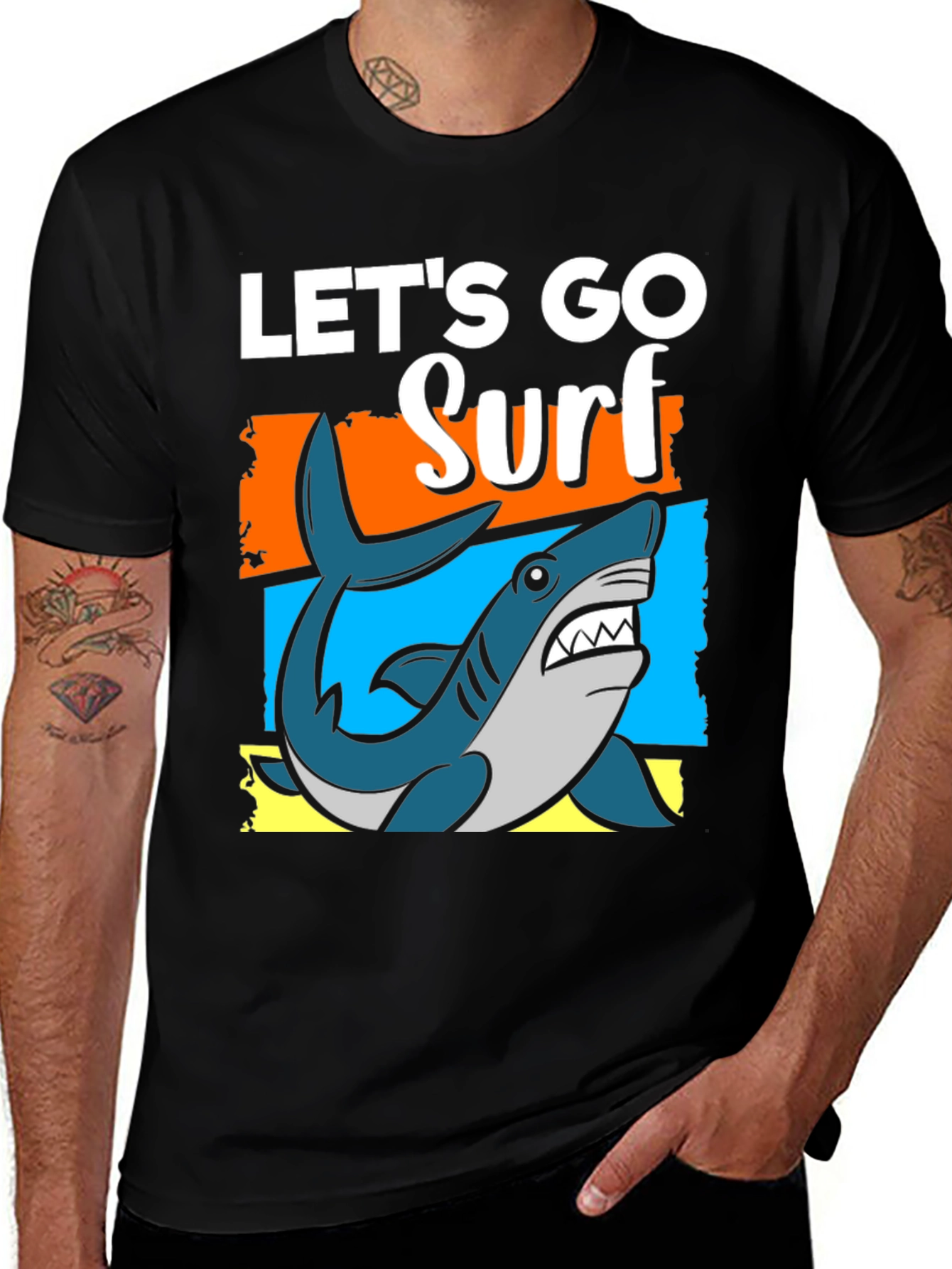 Variant 6 of Let's Go Surf T-Shirt - Shark Graphic Tee