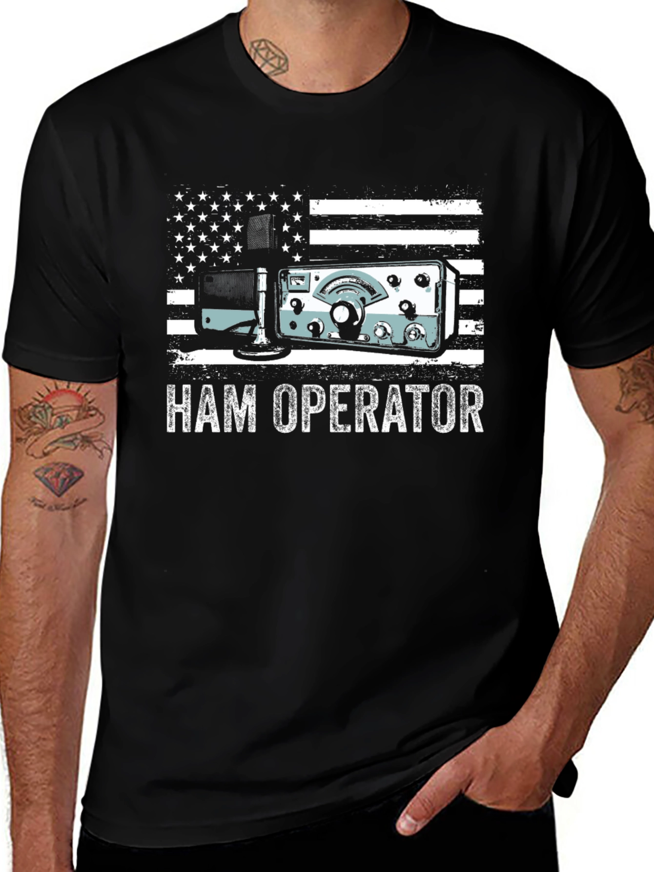 Variant 11 of Ham Operator American Flag T-Shirt