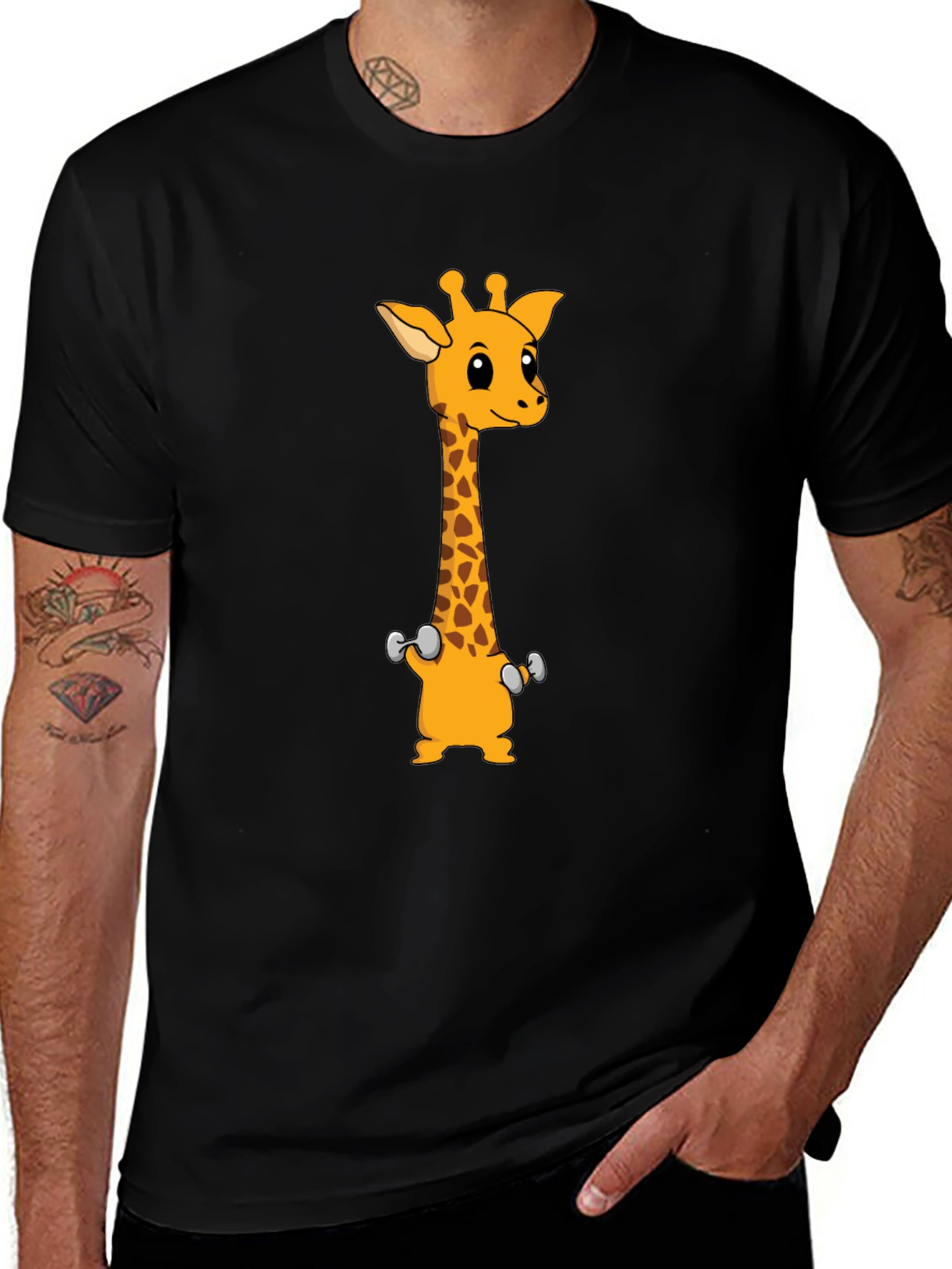 Variant 22 of Giraffe Weights Black T-Shirt