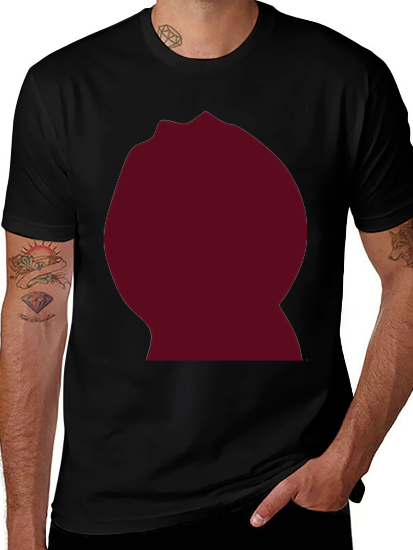 Variant 5 of Burgundy Blob Graphic Black T-Shirt