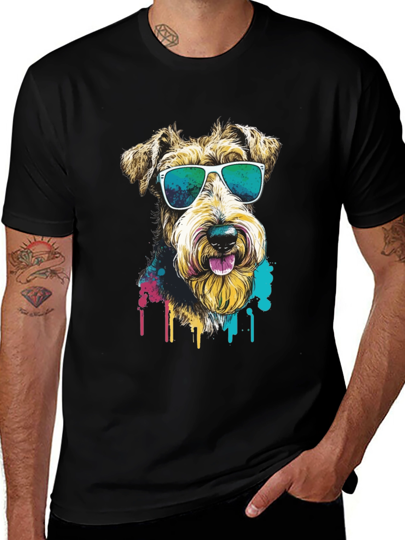 Variant 9 of Cool Dog Graphic Tee - Black Cotton Shirt