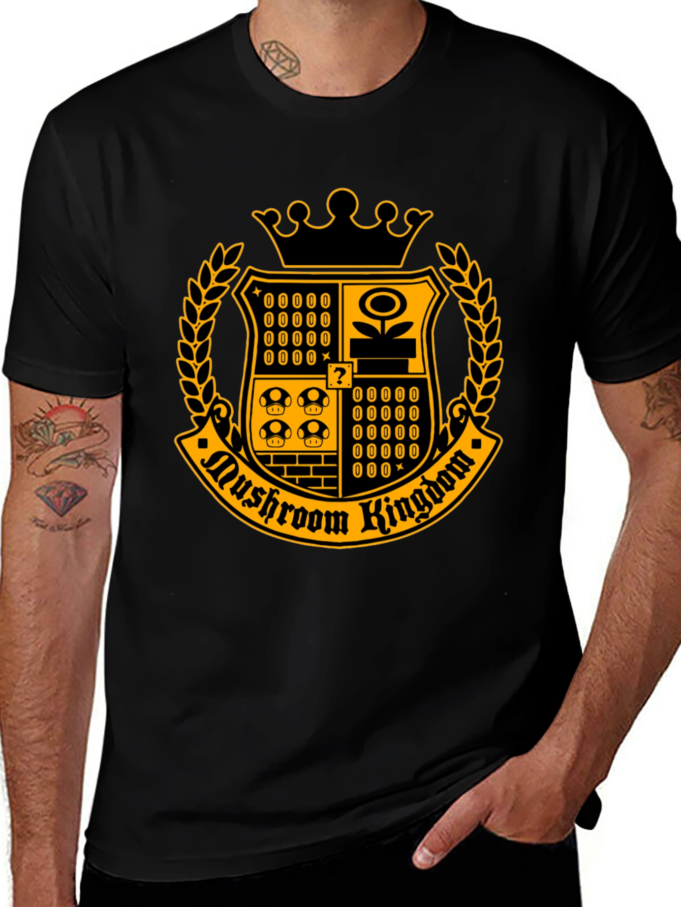 Variant 19 of Mushroom Kingdom Crest T-Shirt - Black