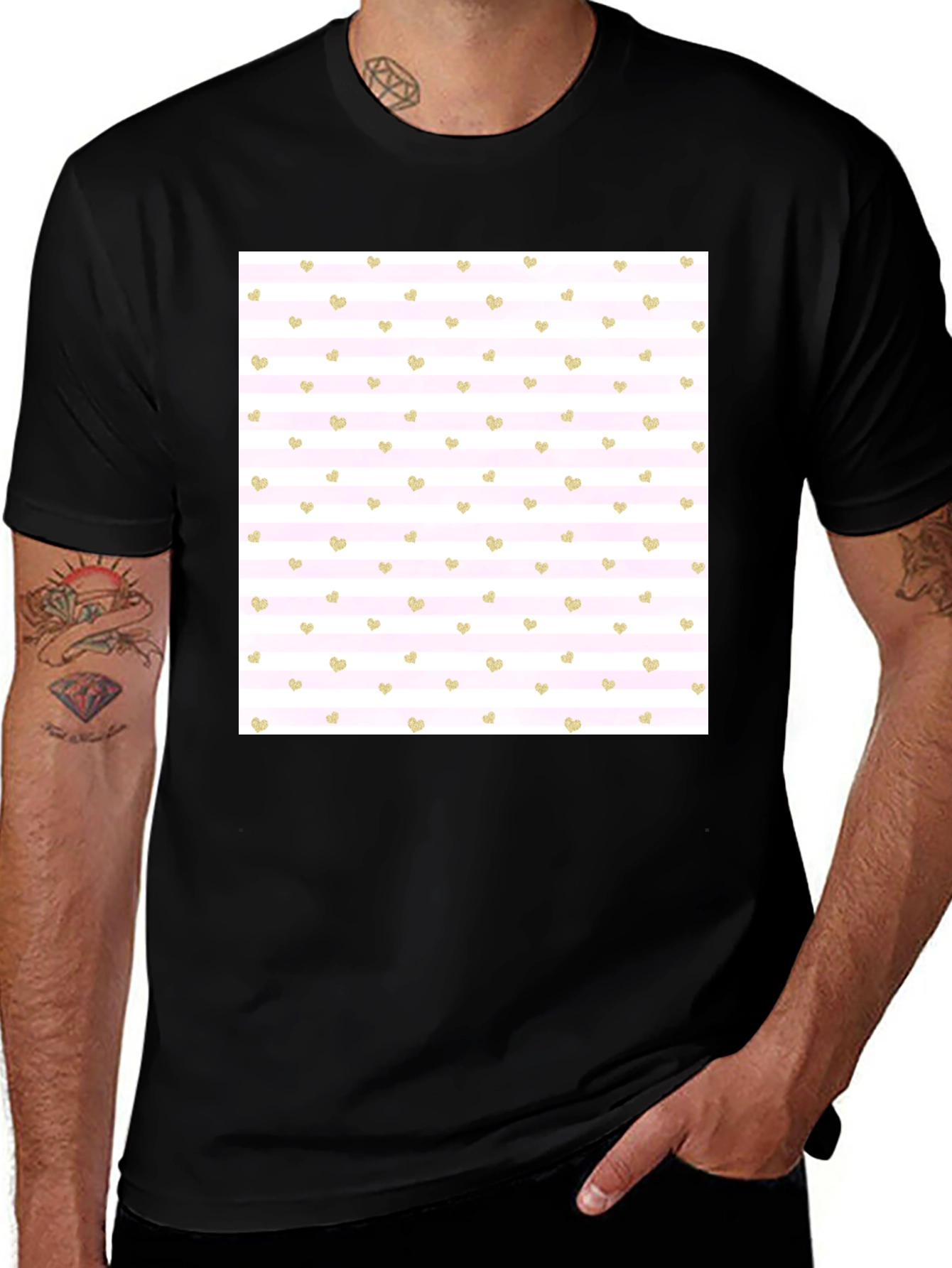 Heart Striped Tee - Stylish and Trendy