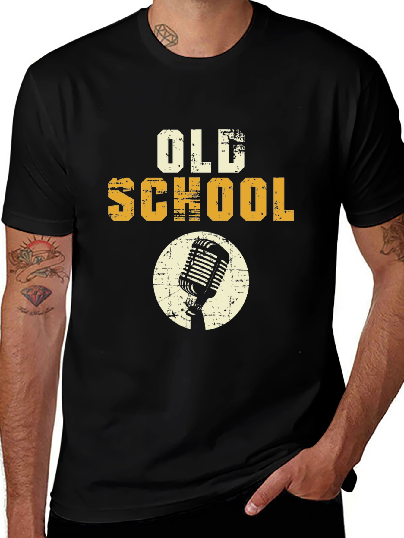 Variant 17 of Old School Microphone Graphic Tee