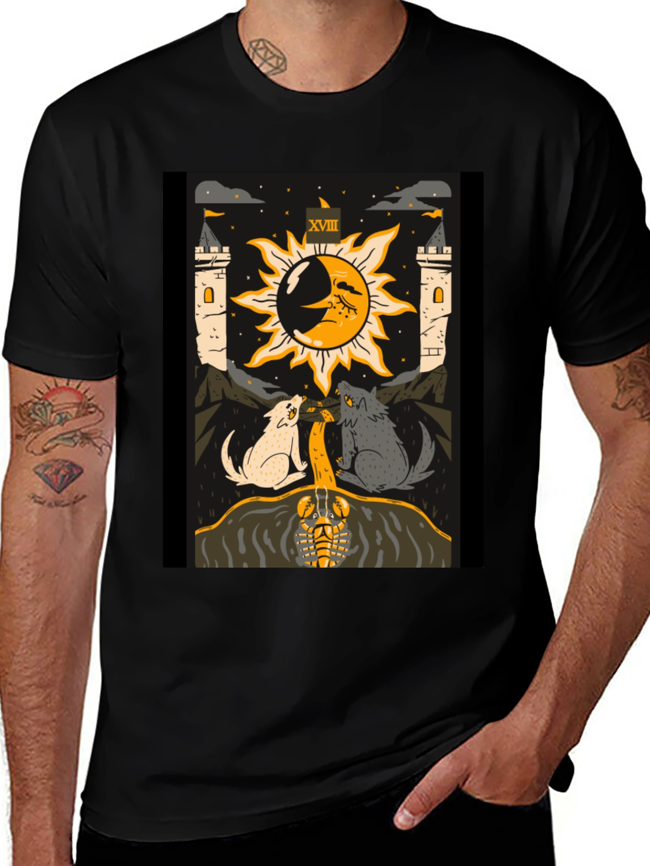 Moon Tarot Card Black T-Shirt