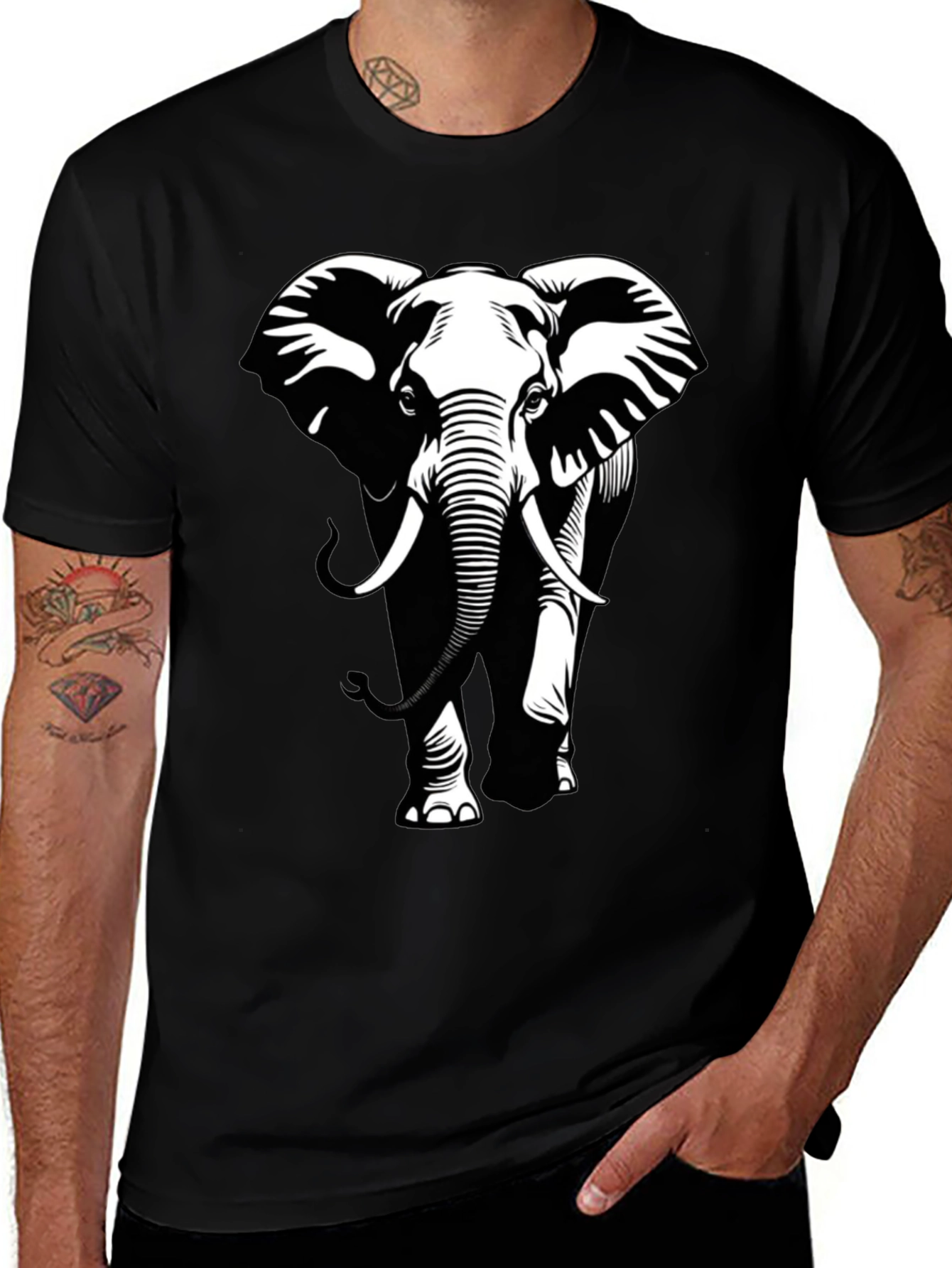 Variant 14 of Elephant Graphic Tee - Stylish Black Cotton T-Shirt