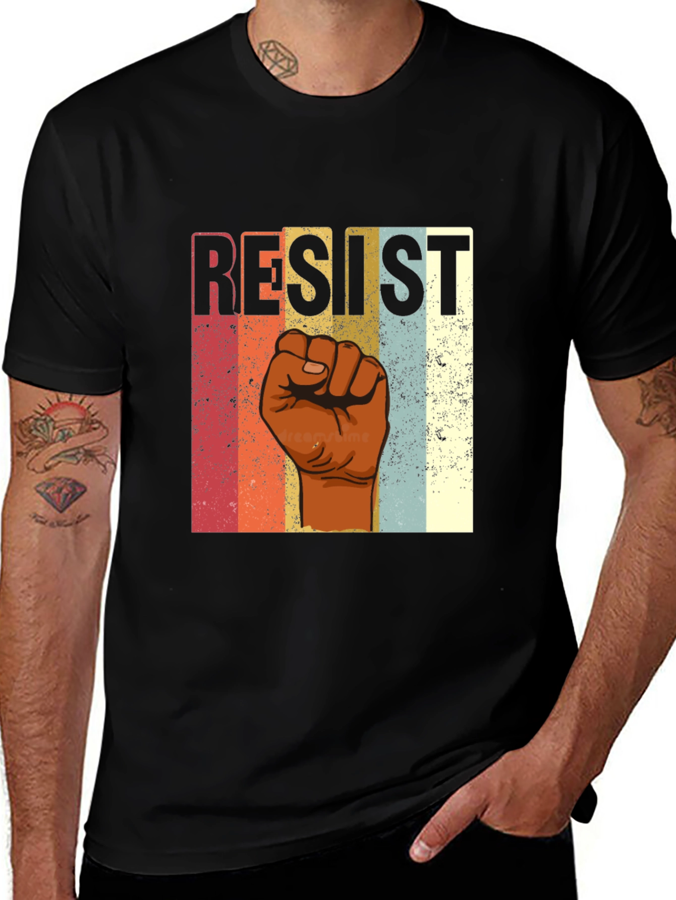 Resist Fist Graphic Tee - Retro Style