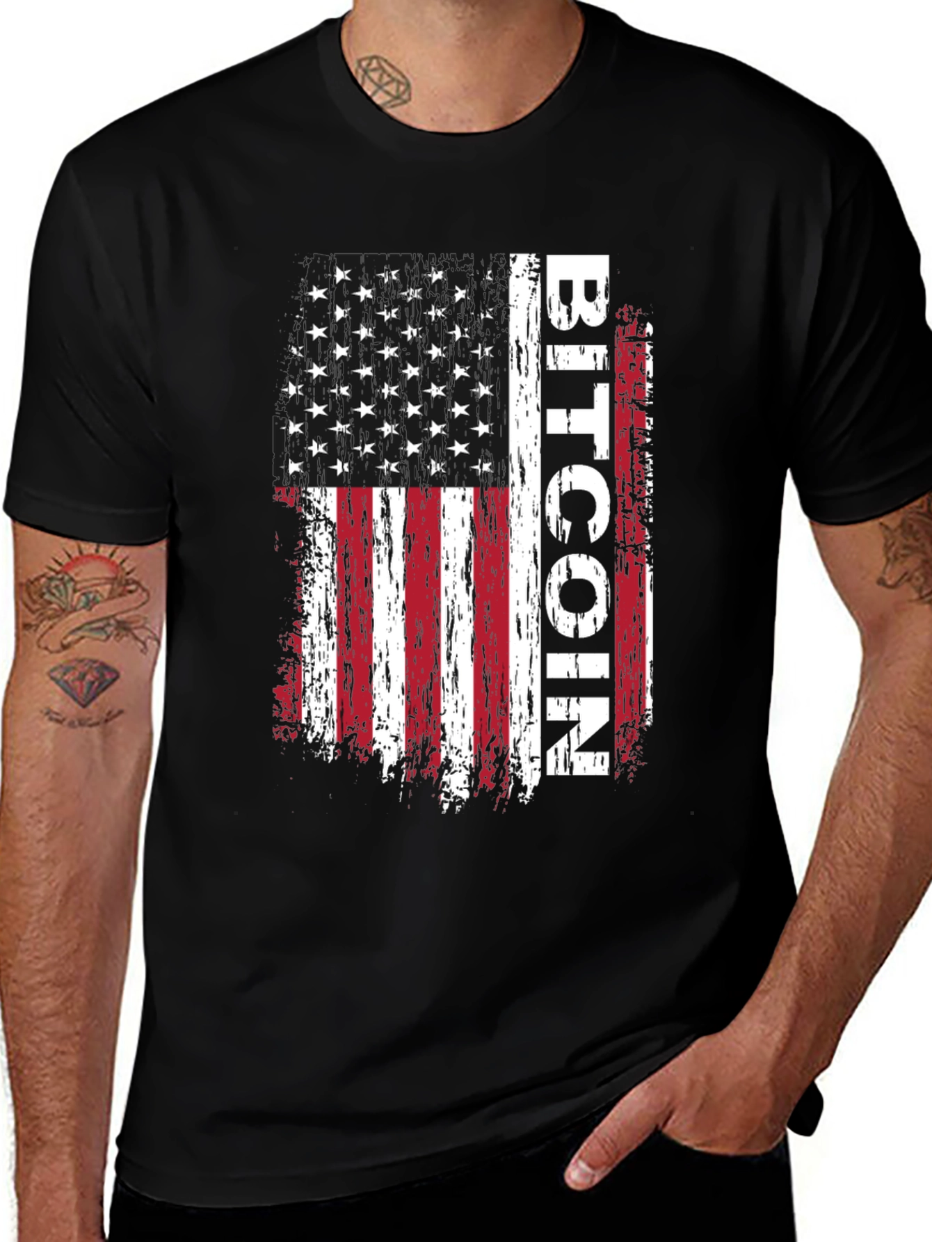 Variant 8 of Bitcoin American Flag Graphic T-Shirt