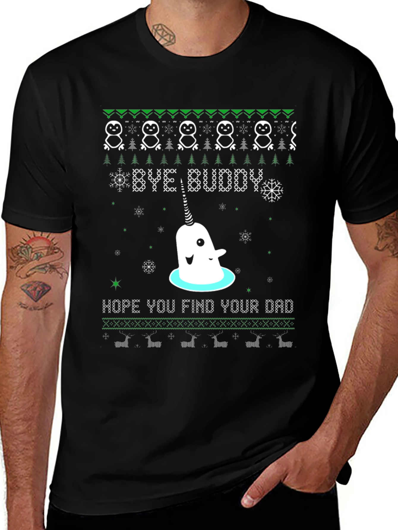 Narwhal 'Bye Buddy' Christmas T-Shirt
