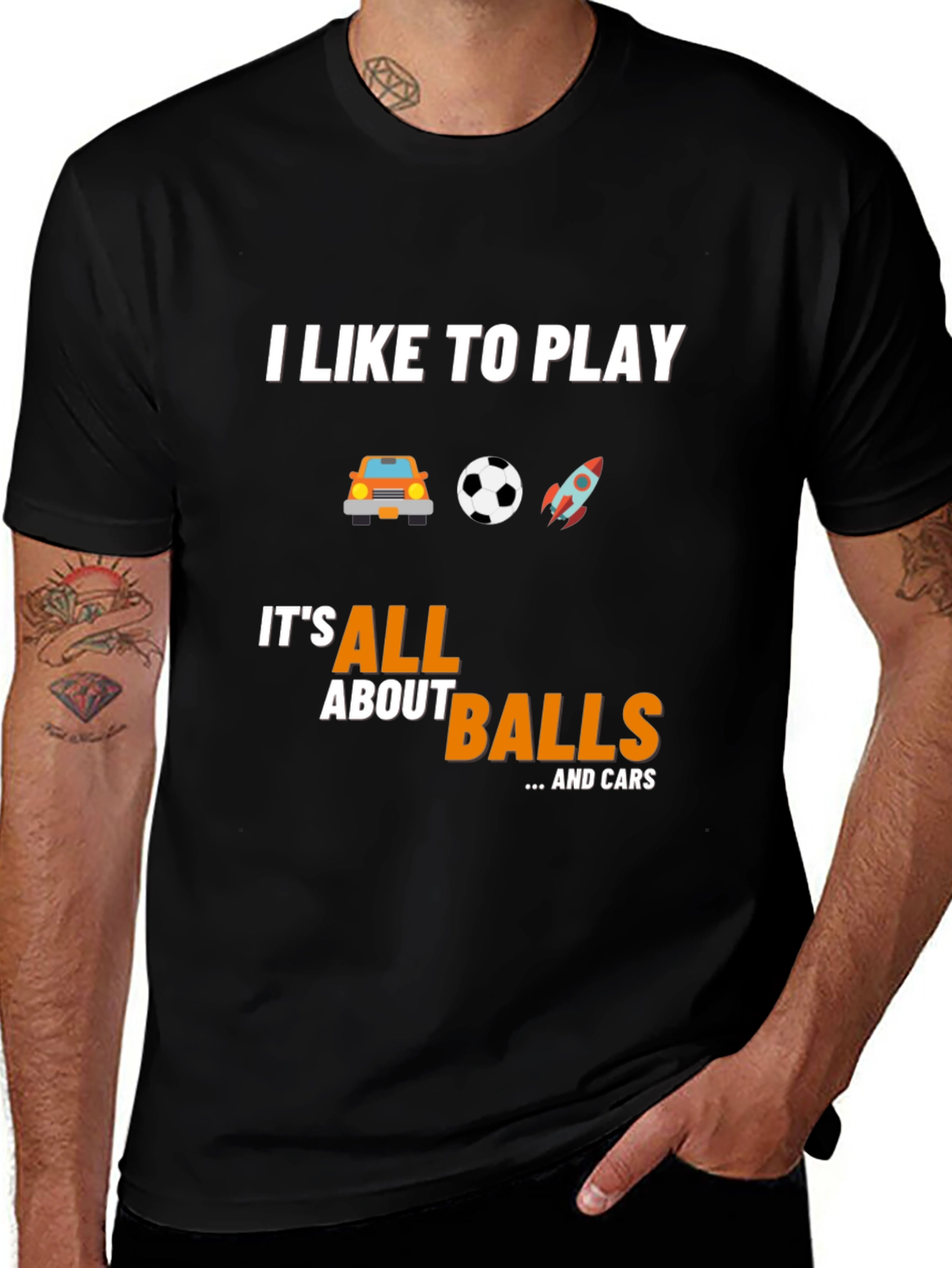Variant 25 of Men's "Balls and Cars" Graphic Novelty T-Shirt
