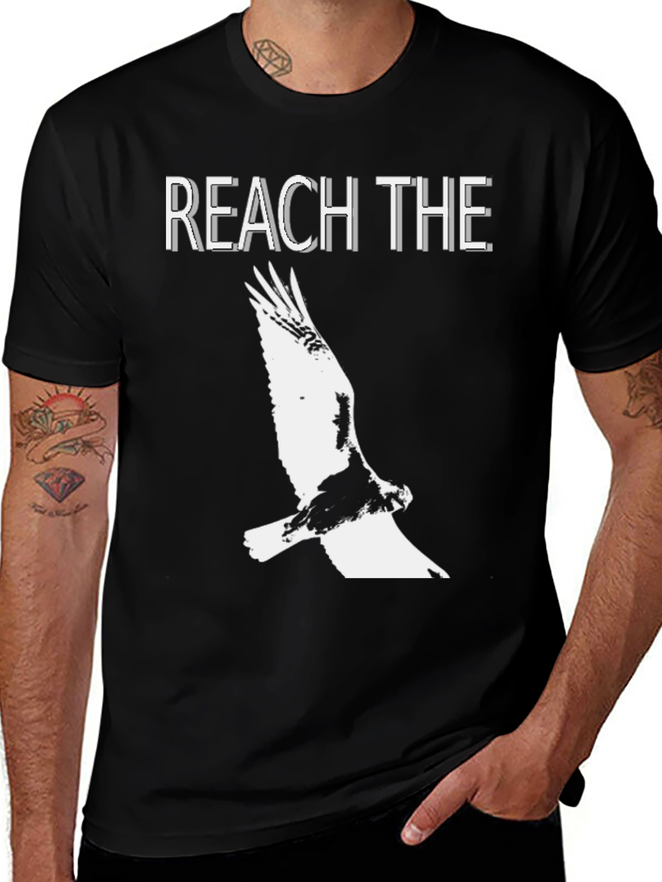 Variant 20 of Reach The Sky Eagle Graphic Black T-Shirt