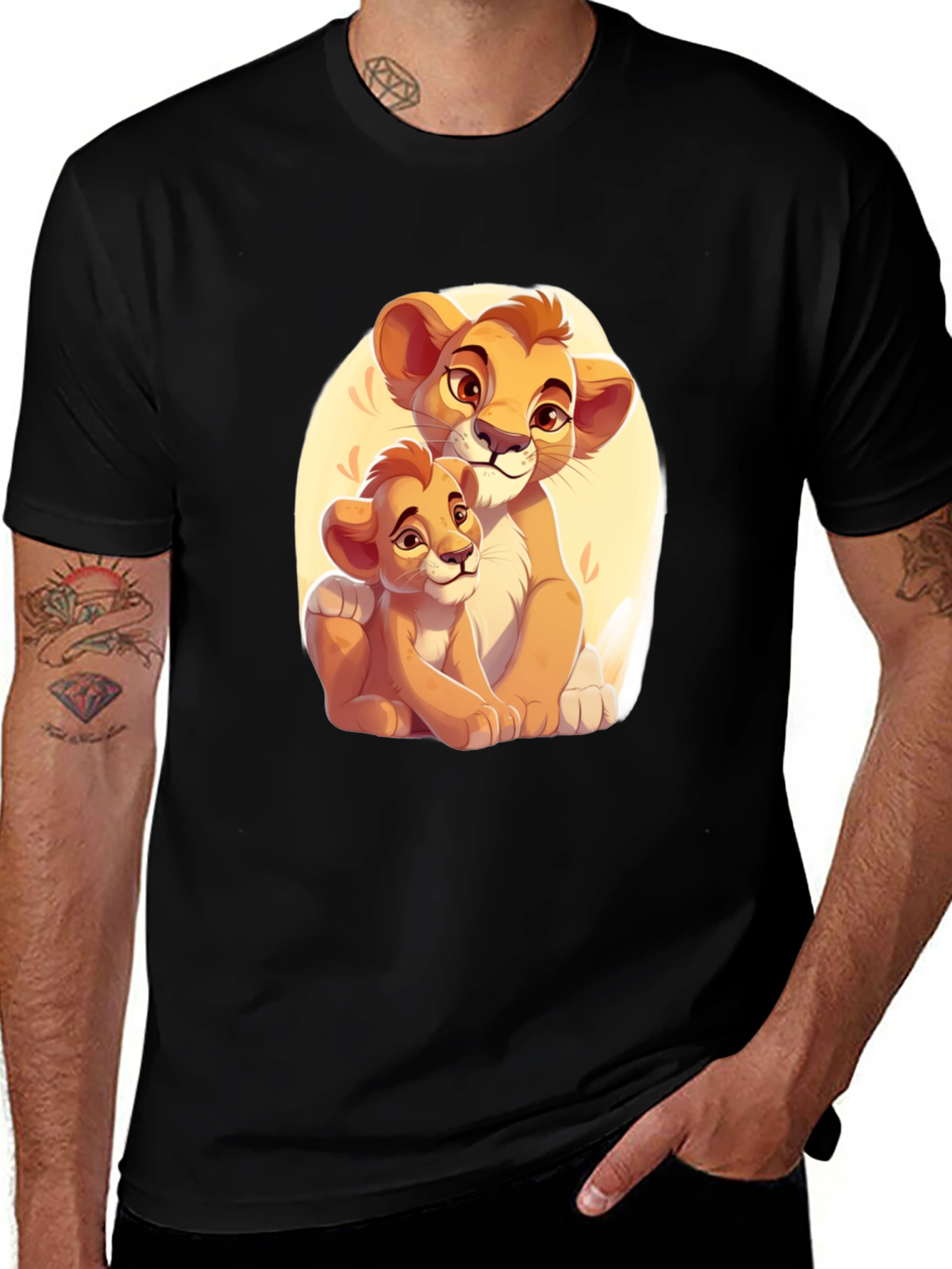 Lion King Simba and Nala Black T-Shirt