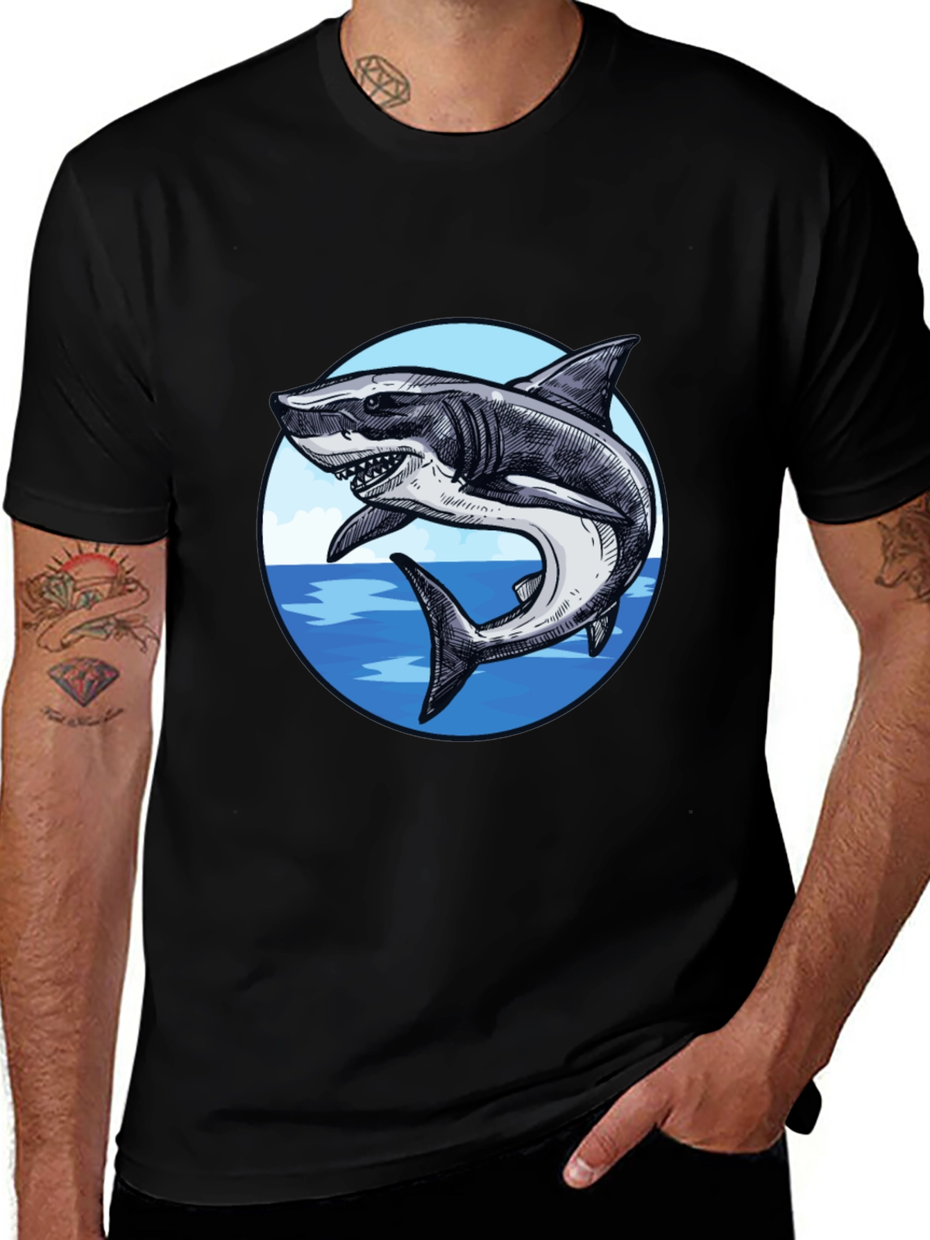 Variant 25 of Shark Graphic Print Crew Neck T-Shirt
