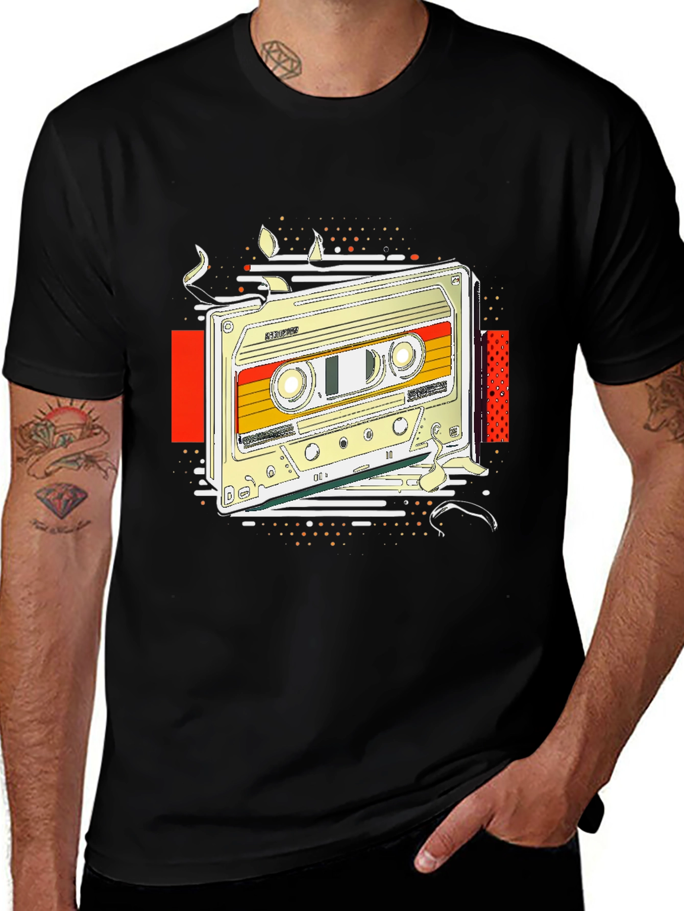 Variant 20 of Retro Cassette Tape Graphic Tee - Black