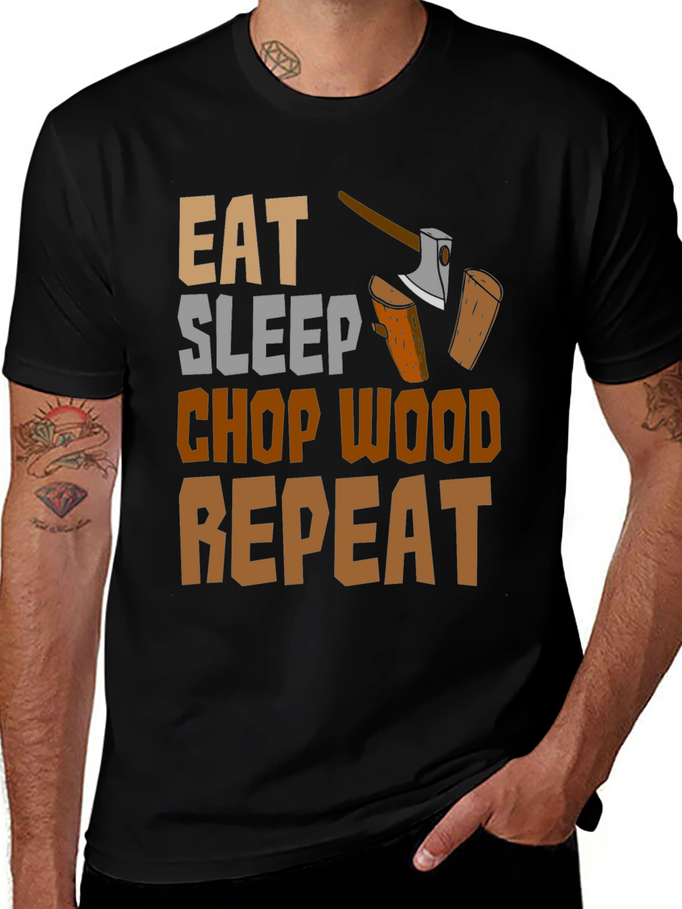 Variant 16 of Eat Sleep Chop Wood Repeat Graphic T-Shirt