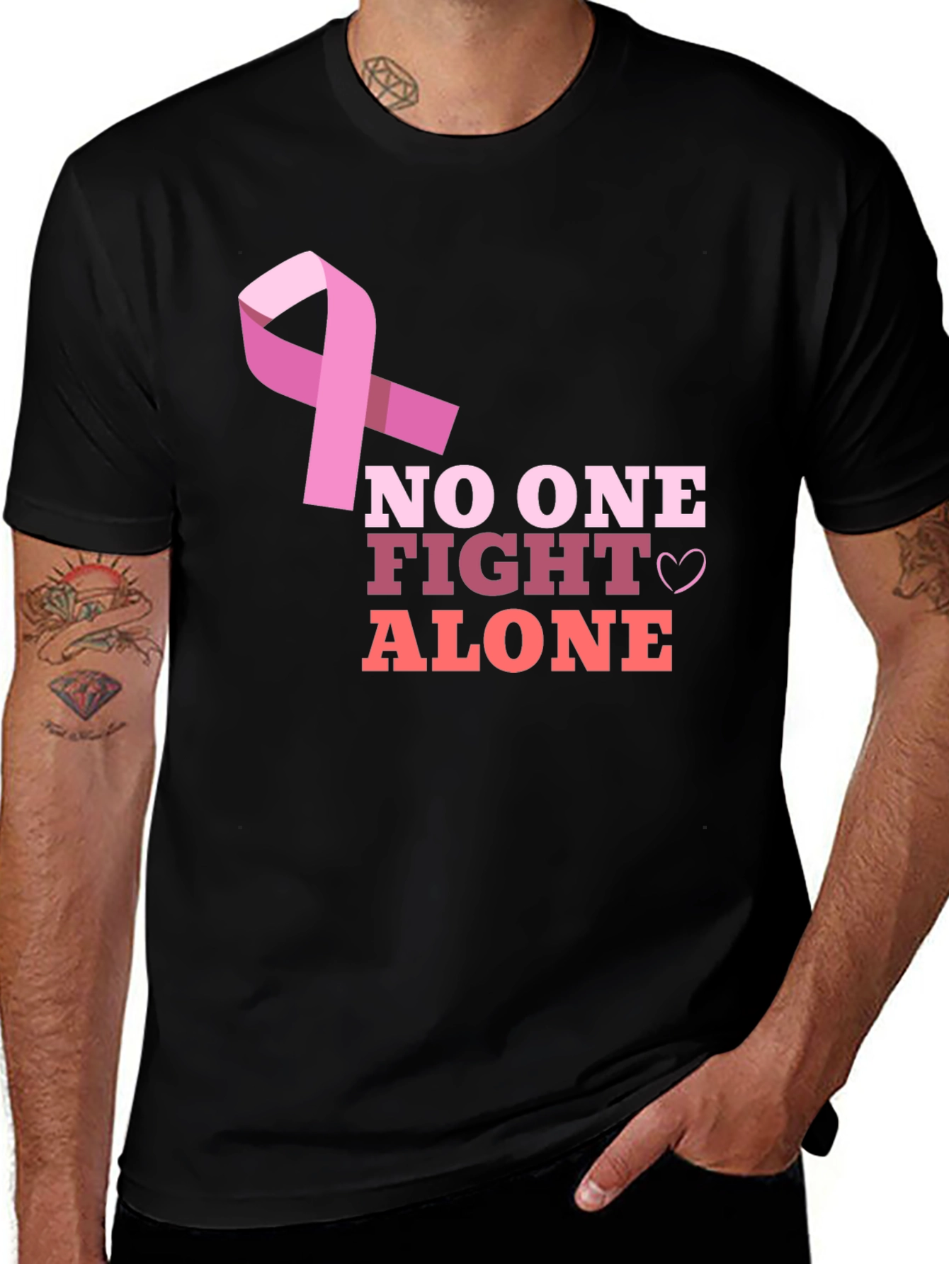 Breast Cancer Awareness T-Shirt - No One Fights Alone