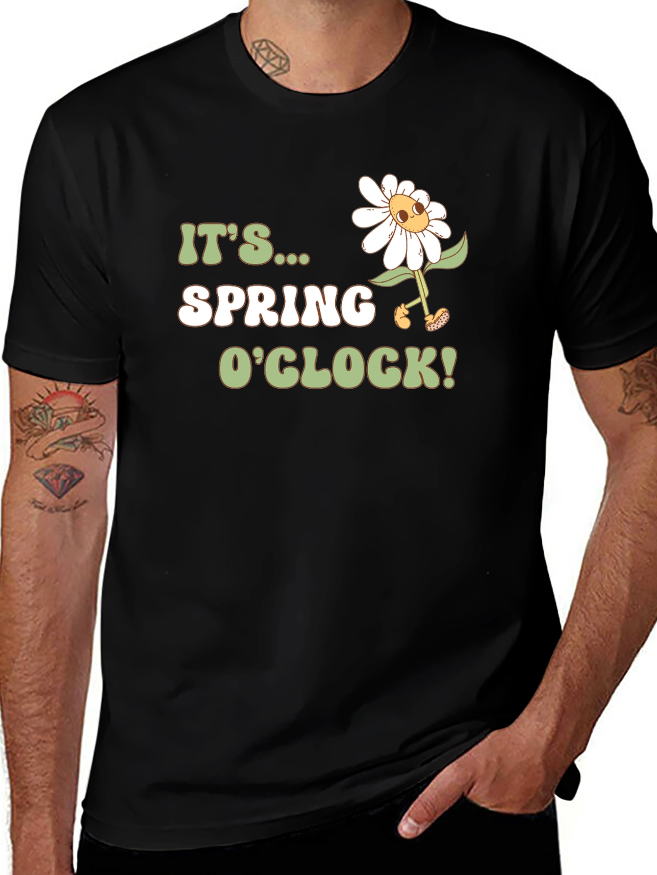 Variant 26 of It's Spring O'Clock Black Graphic T-Shirt
