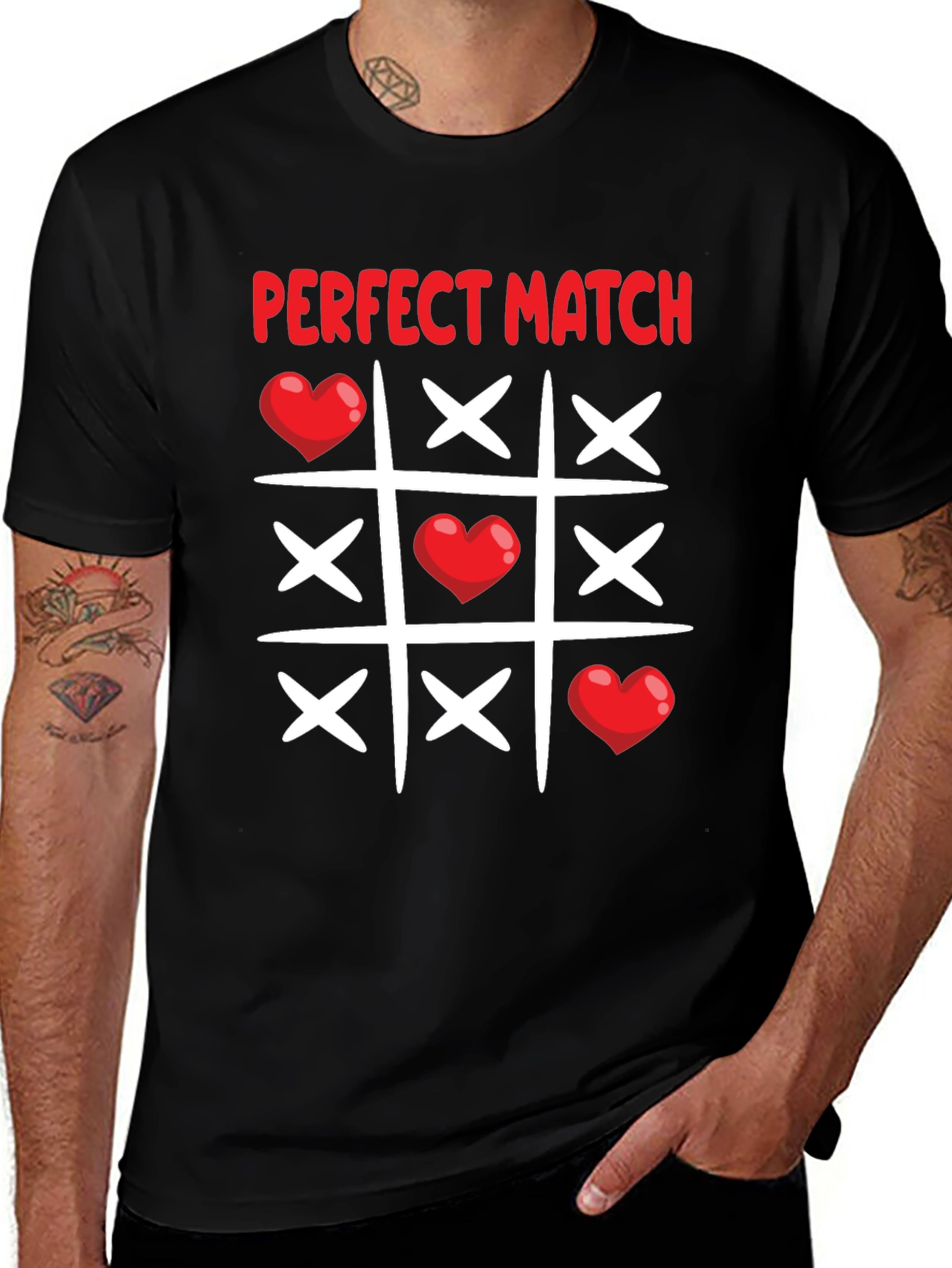 Variant 13 of Perfect Match T-Shirt - Valentine's Day Tic-Tac-Toe Love Tee