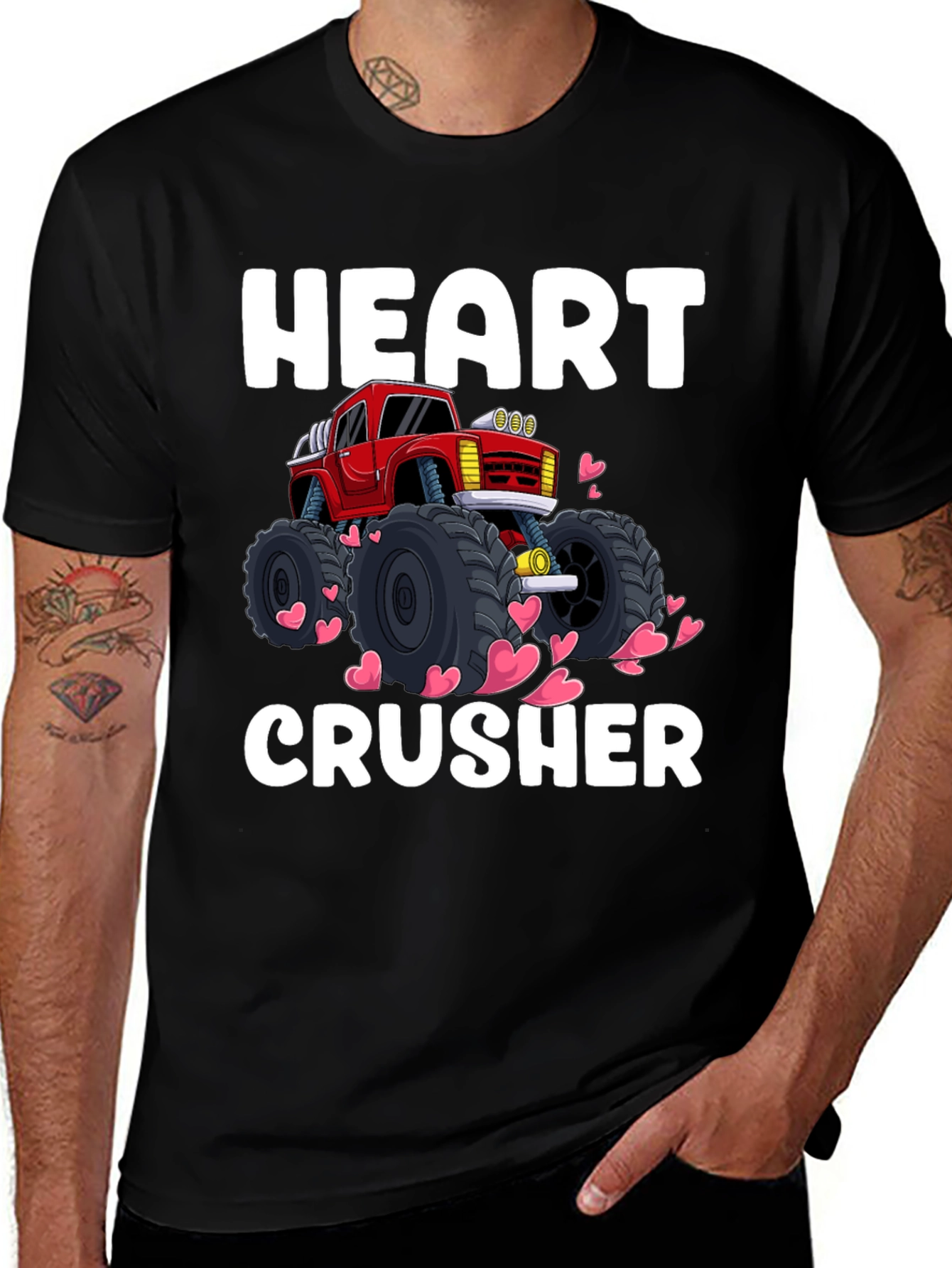 Variant 21 of Heart Crusher Monster Truck T-Shirt - Valentine's Day