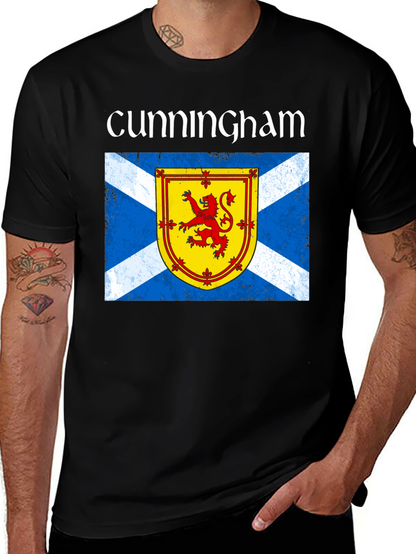 Cunningham Scottish Flag Crest Black T-Shirt