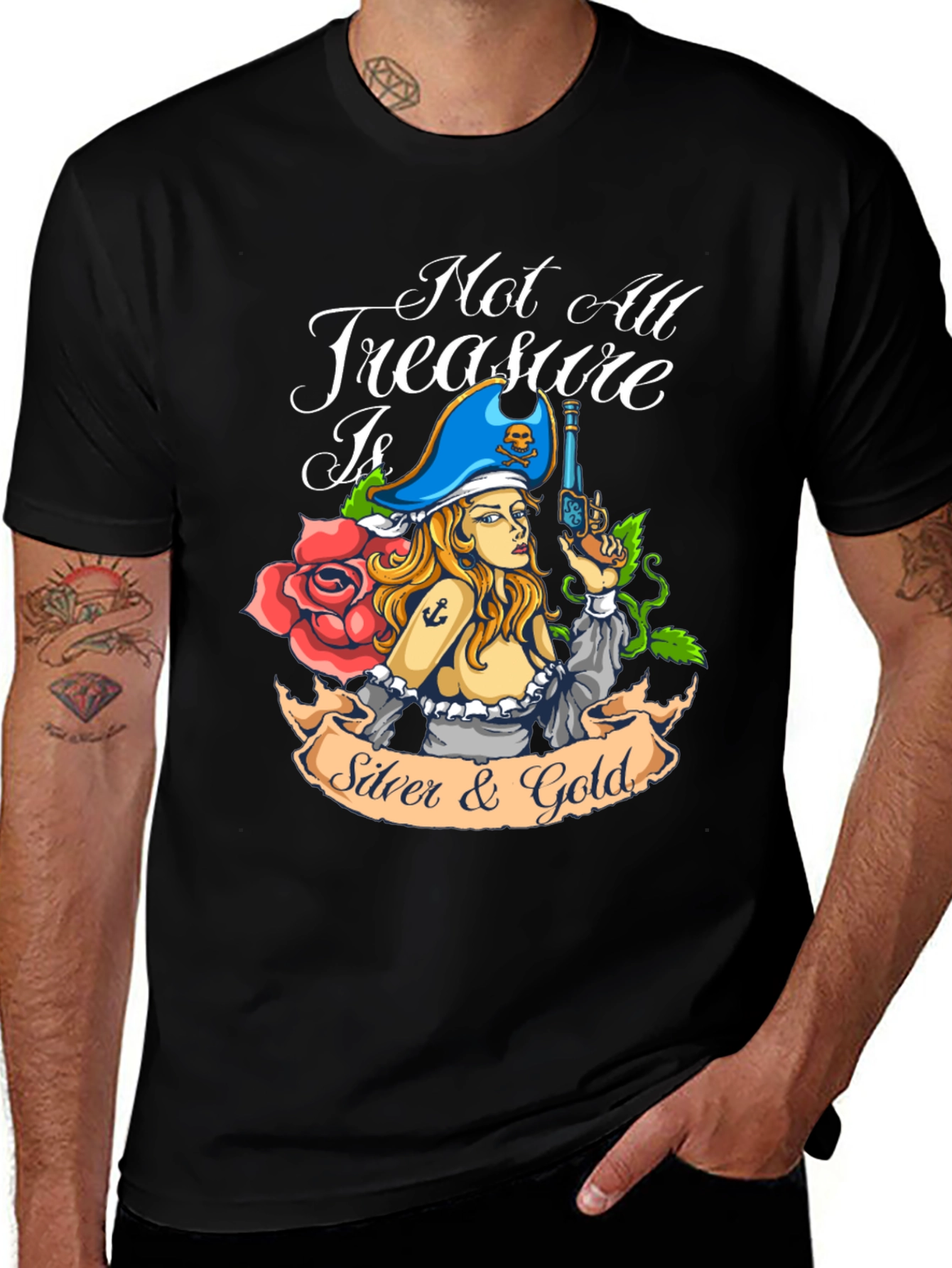Variant 6 of Pirate Treasure Graphic T-Shirt - Black