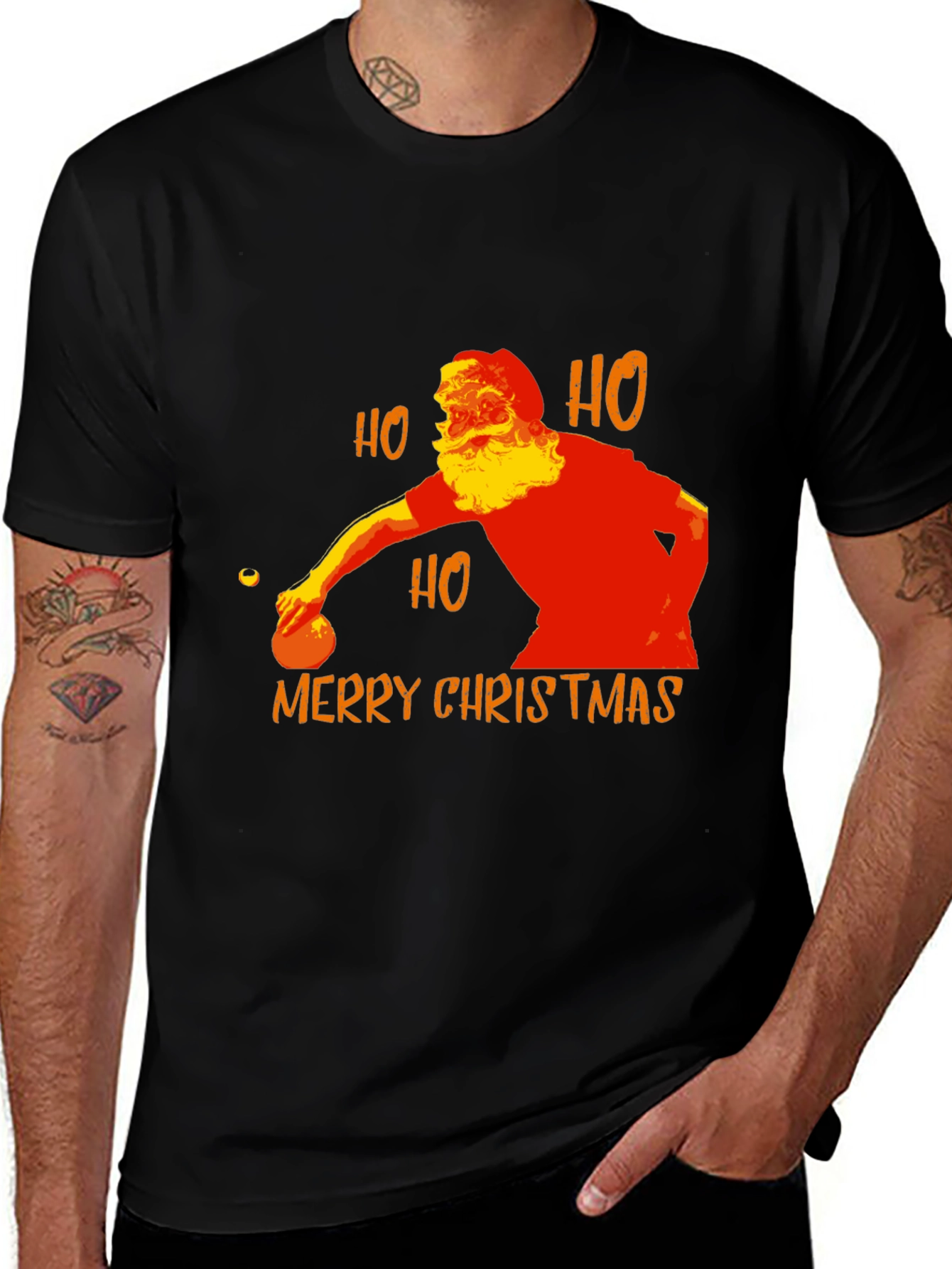 Santa Claus Bowling Merry Christmas T-Shirt