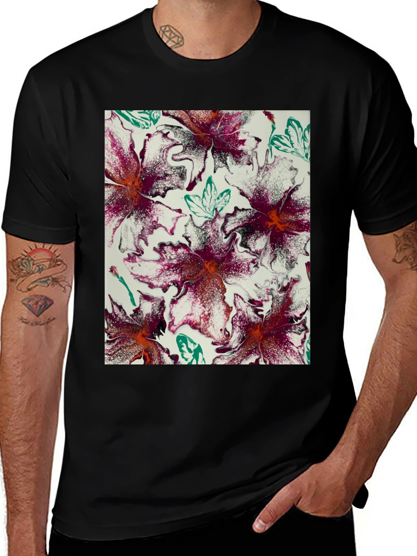 Variant 10 of Abstract Floral T-Shirt - Unique Artistic Design