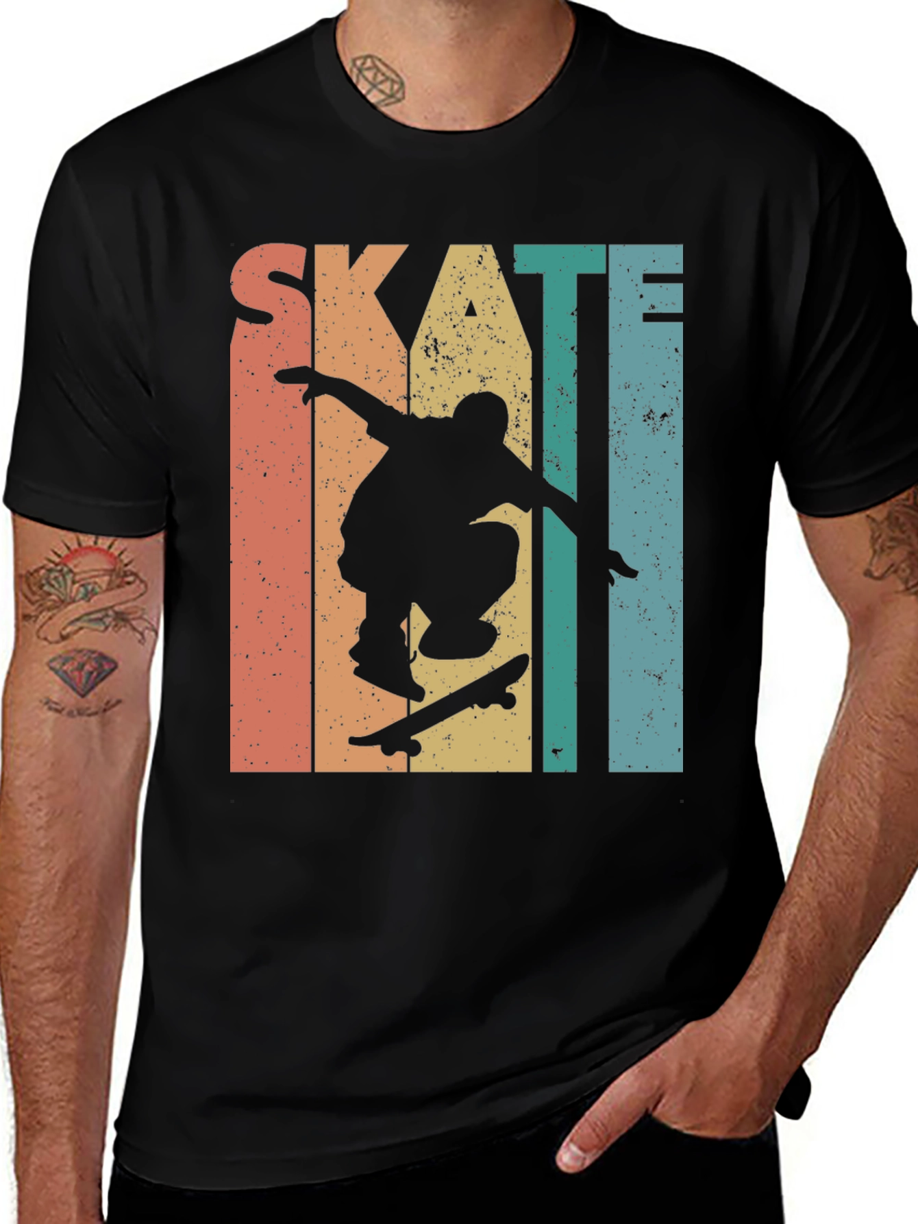 Variant 28 of Skateboarding Retro Graphic Tee - Black