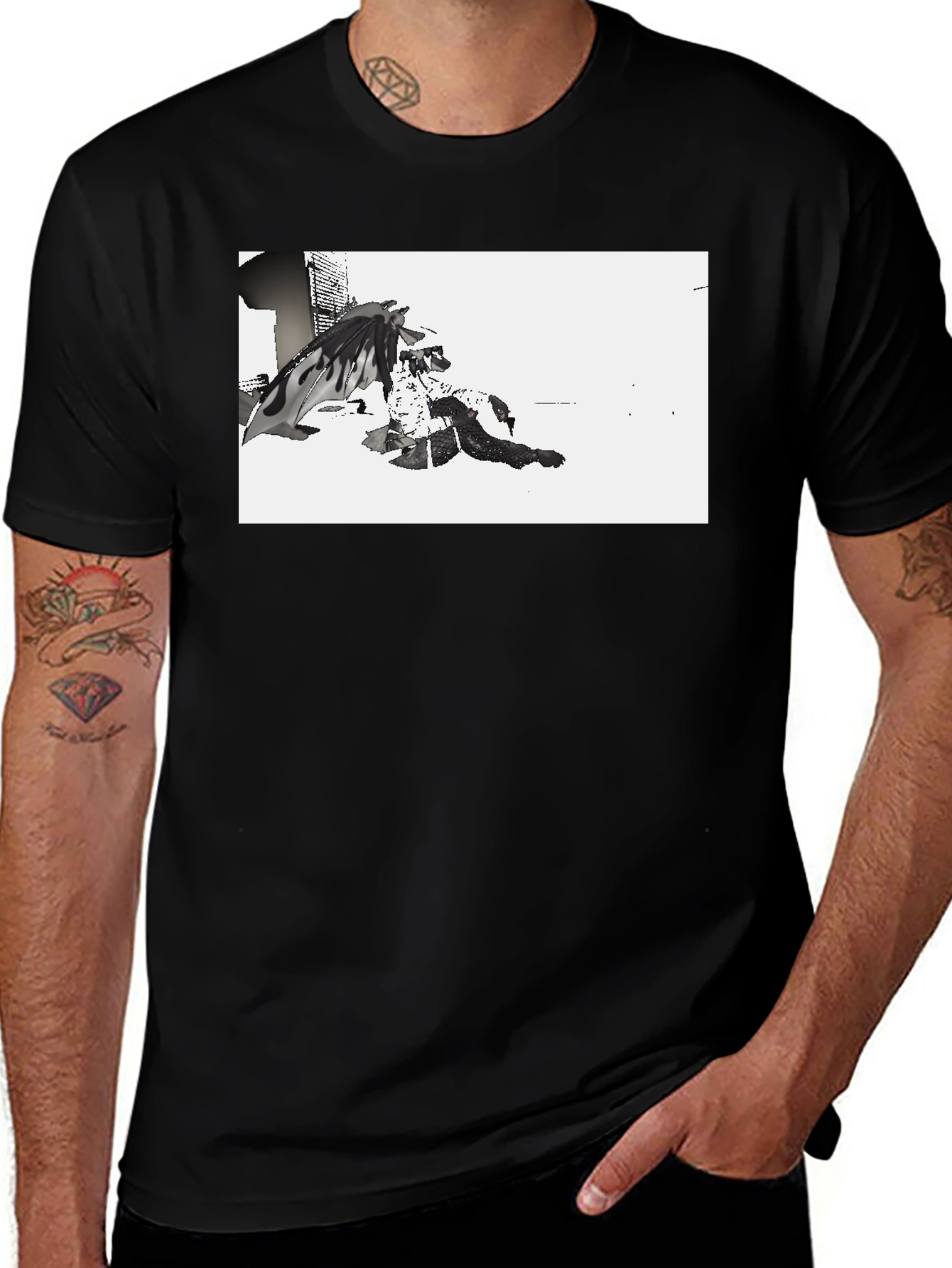 Variant 7 of Edgy Black T-Shirt with Graphic Print