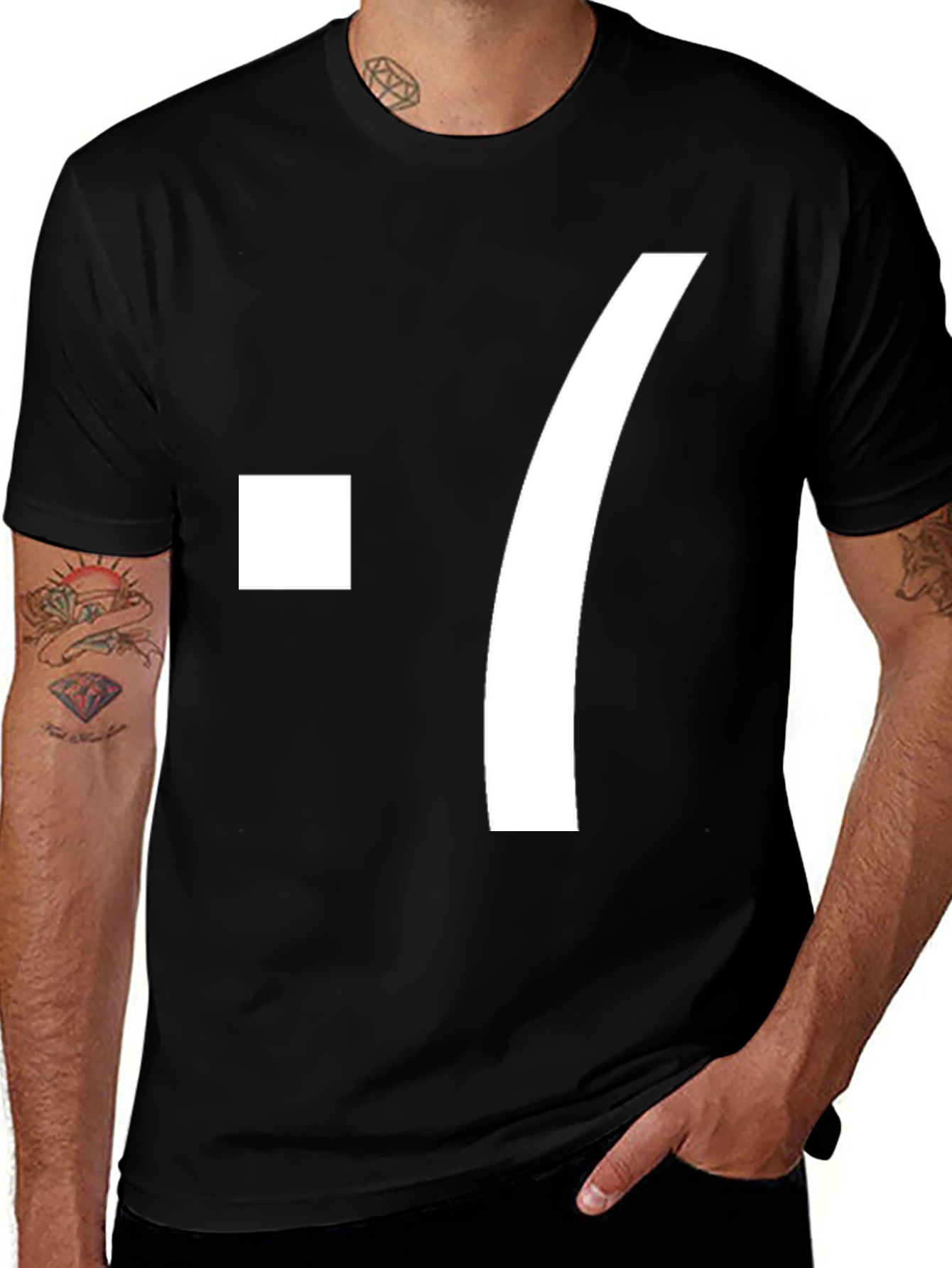 Variant 10 of Men's Black T-Shirt with White Graphic