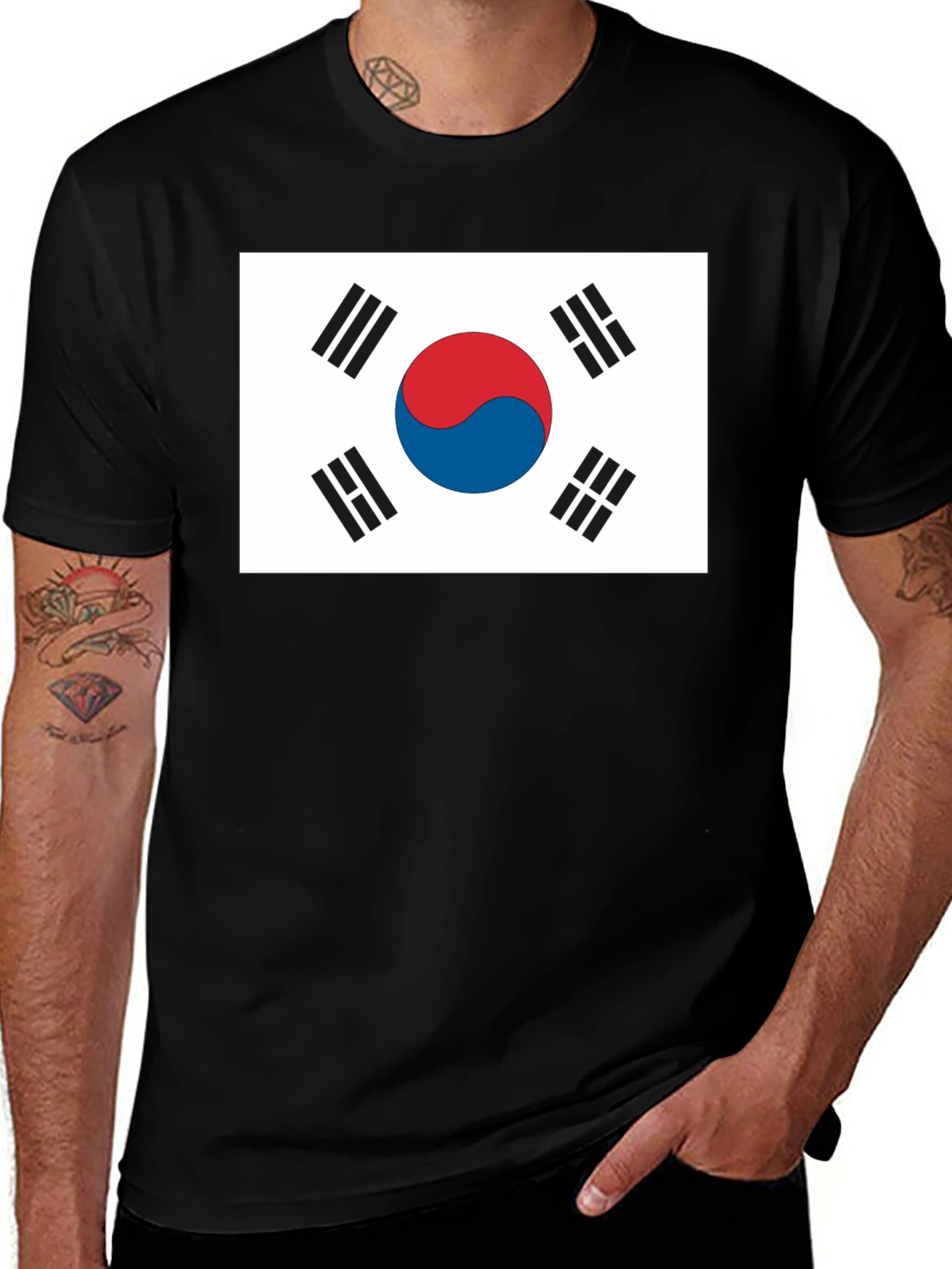 Variant 30 of South Korea Flag Graphic T-Shirt - Black